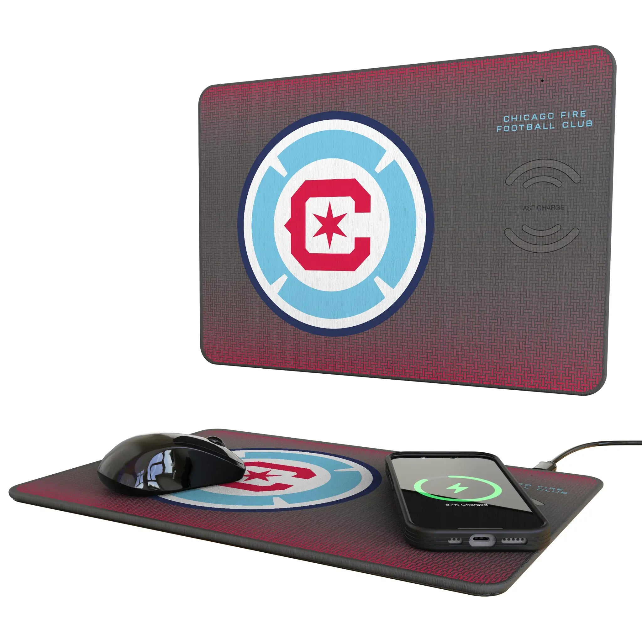 Chicago Fire Linen 15-Watt Wireless Charger and Mouse Pad
