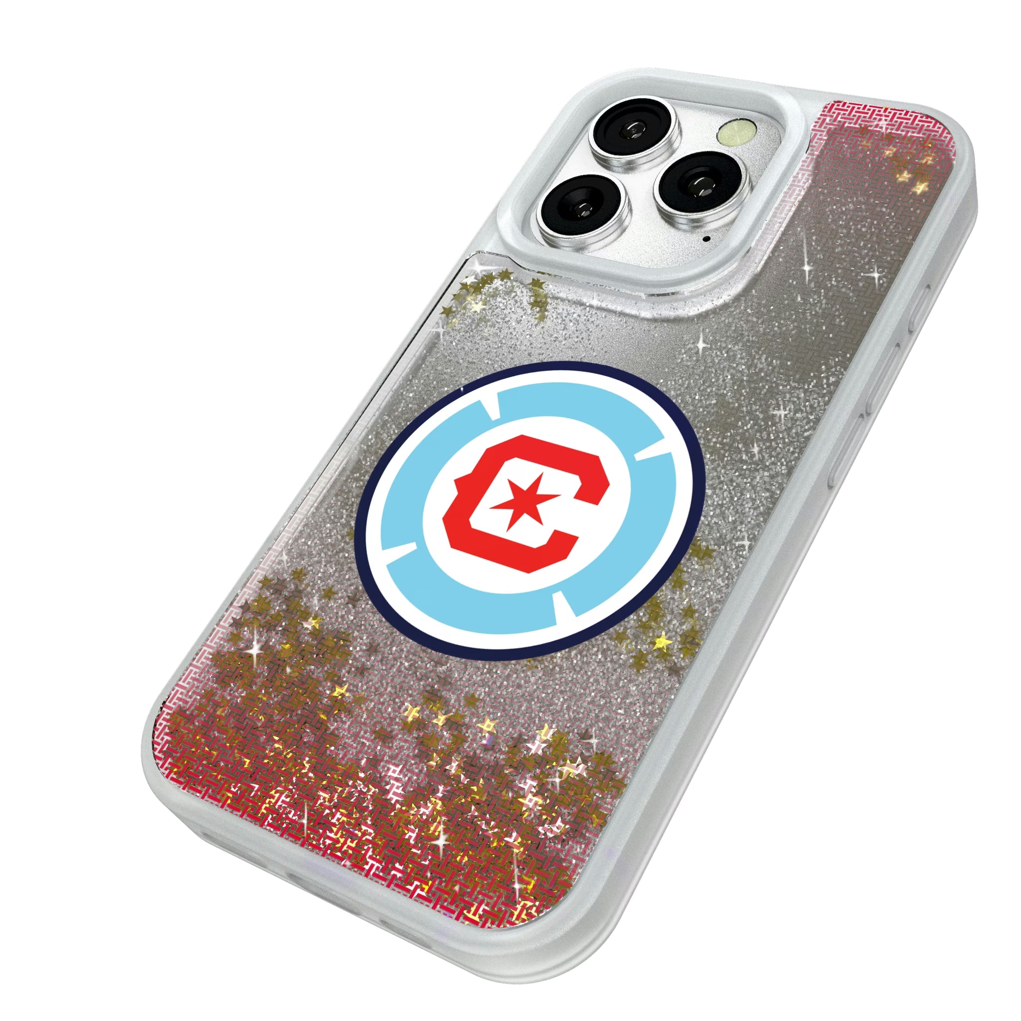 Chicago Fire Linen iPhone Glitter Phone Case for Apple iPhone - Isometric View#Device_iPhone 16 Pro