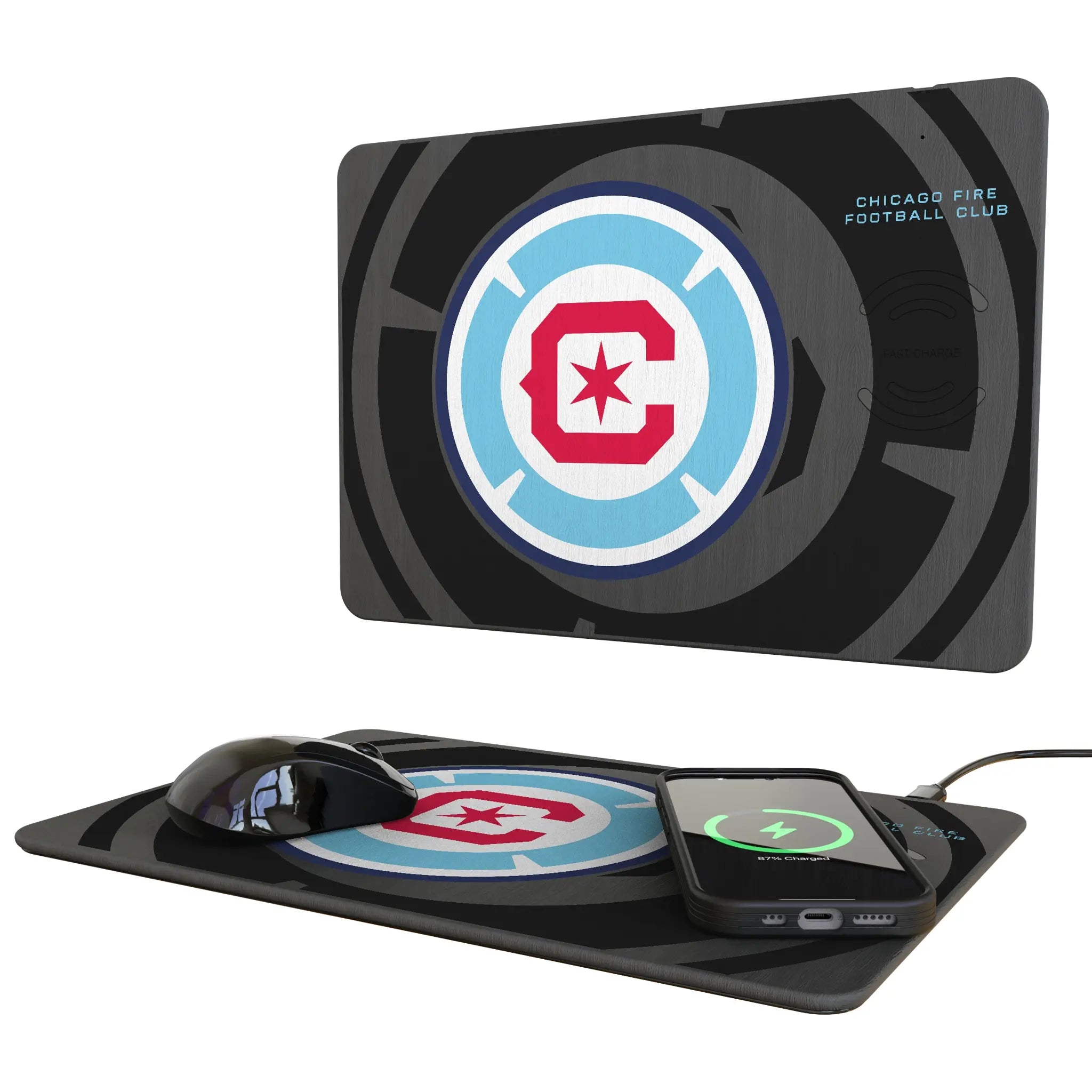 Chicago Fire Monocolor Tilt 15-Watt Wireless Charger and Mouse Pad