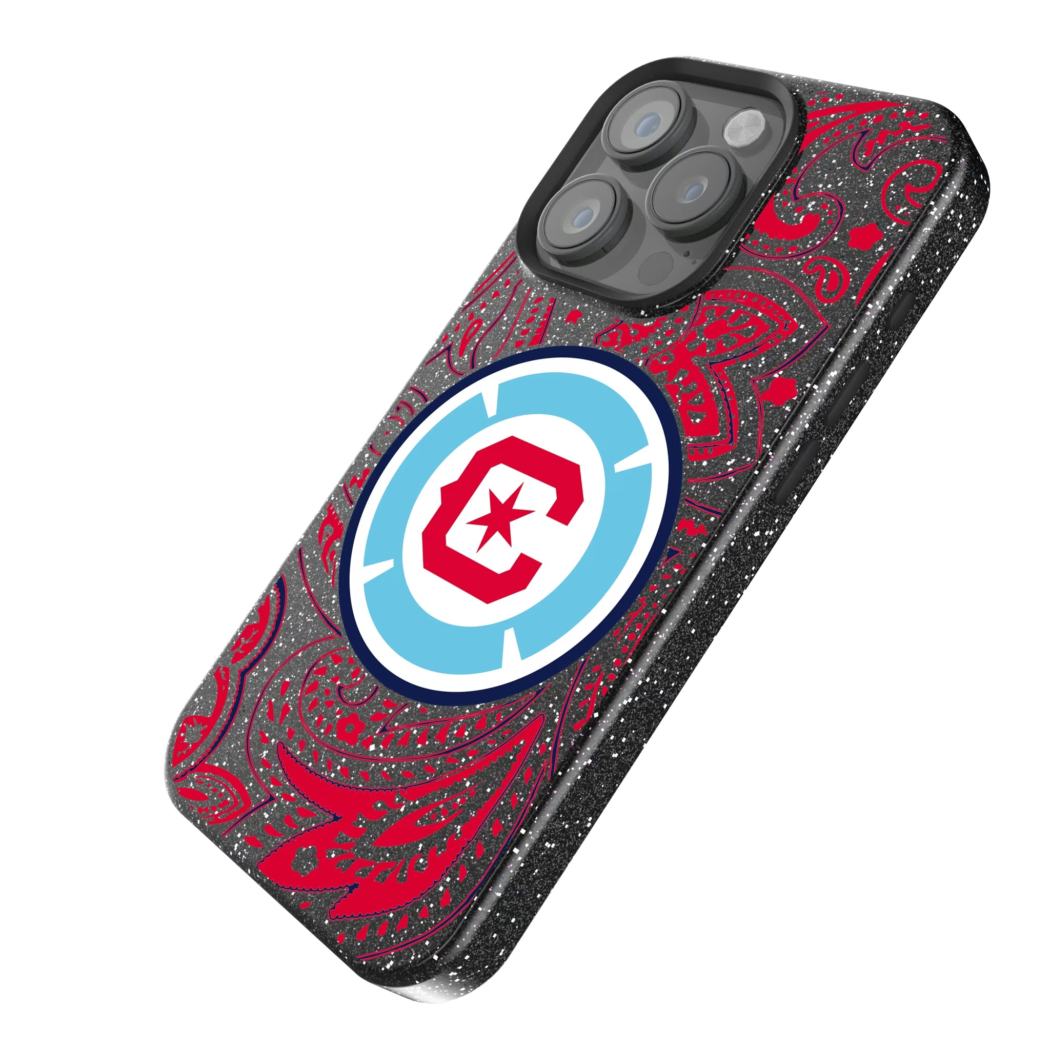 Chicago Fire Paisley iPhone Bling Phone Case for Apple iPhone - Isometric View