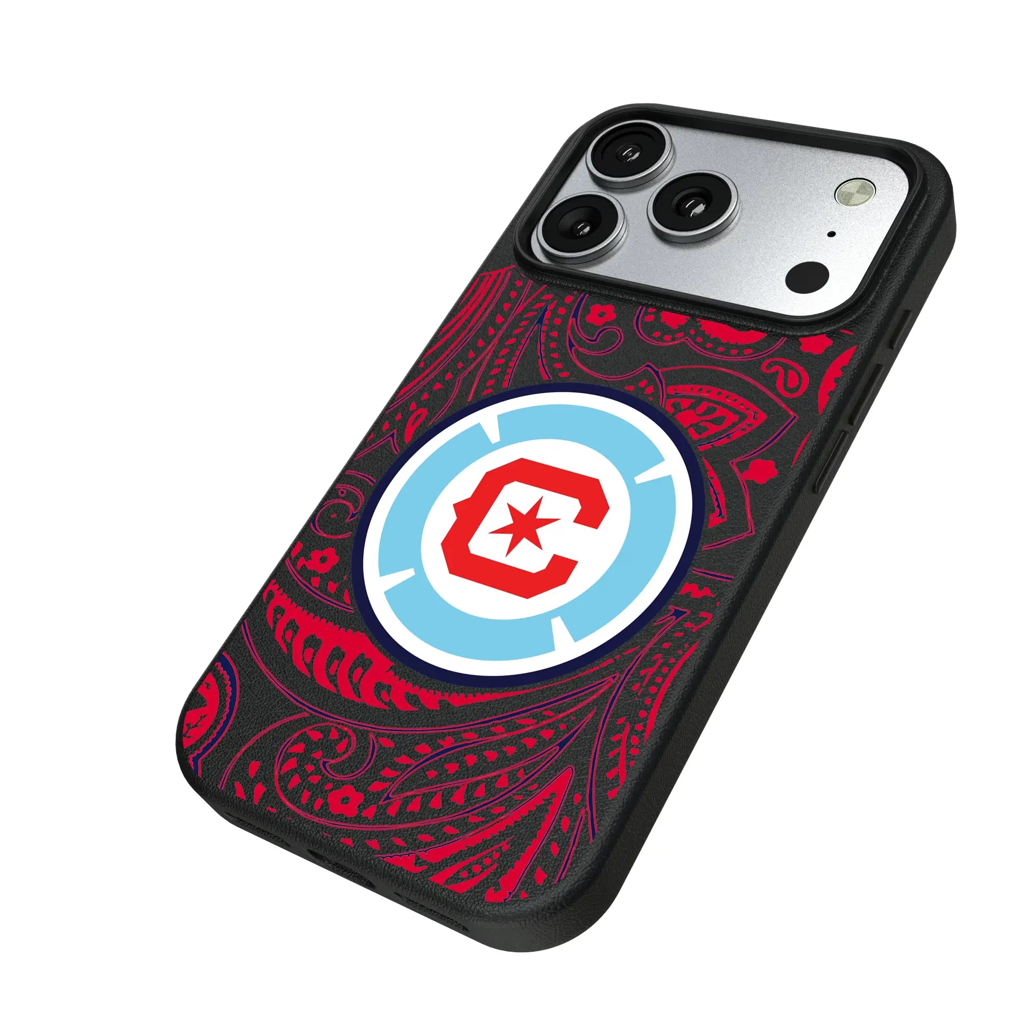 Chicago Fire Paisley iPhone MagSafe Compatible Phone Case for Apple iPhone - Isometric View#Device_iPhone 17 Pro