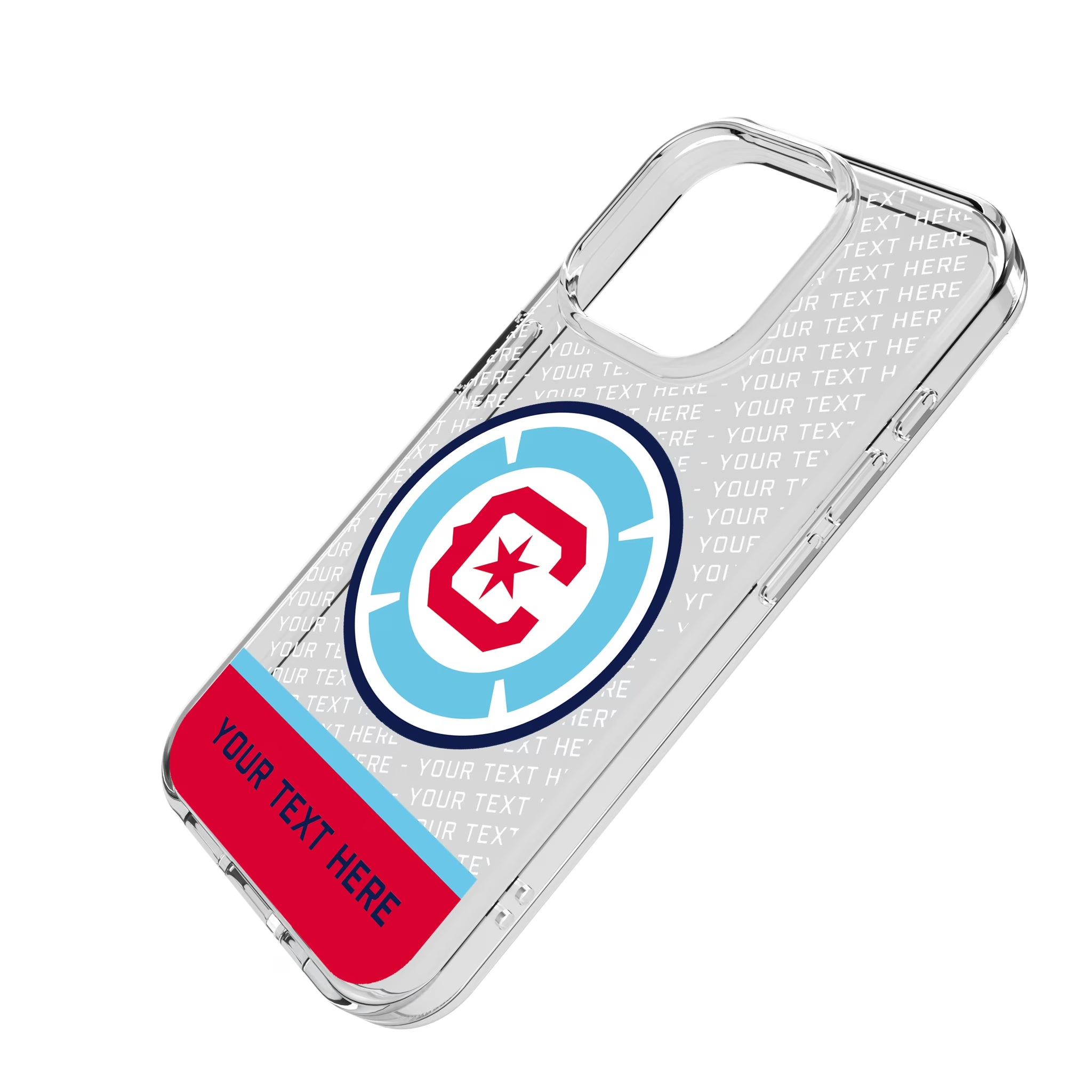 Chicago Fire Personalized EndZone Plus iPhone Clear Phone Case for Apple iPhone - Isometric View