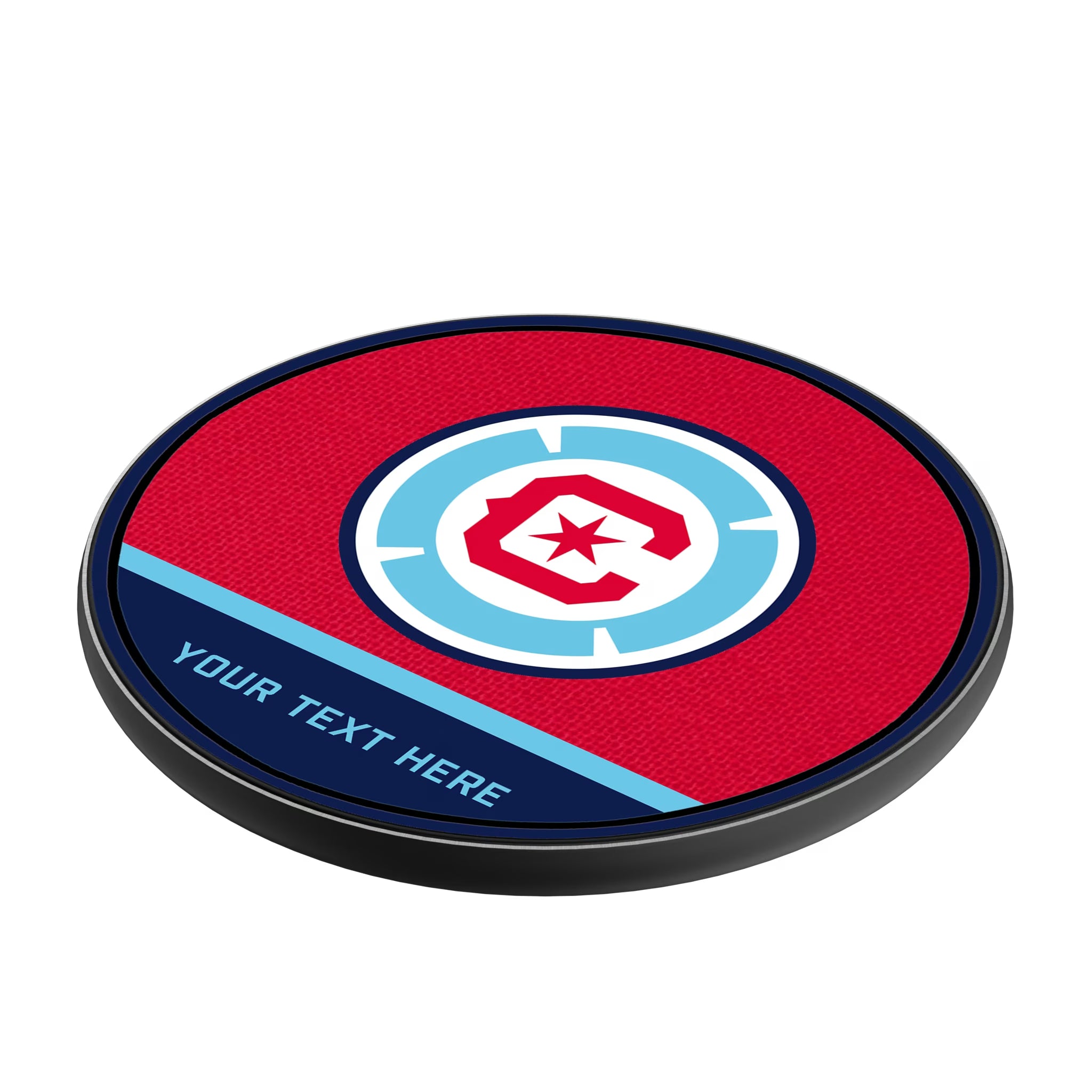 Chicago Fire Personalized Endzone Solid 15-Watt Wireless Charger - Isometric View