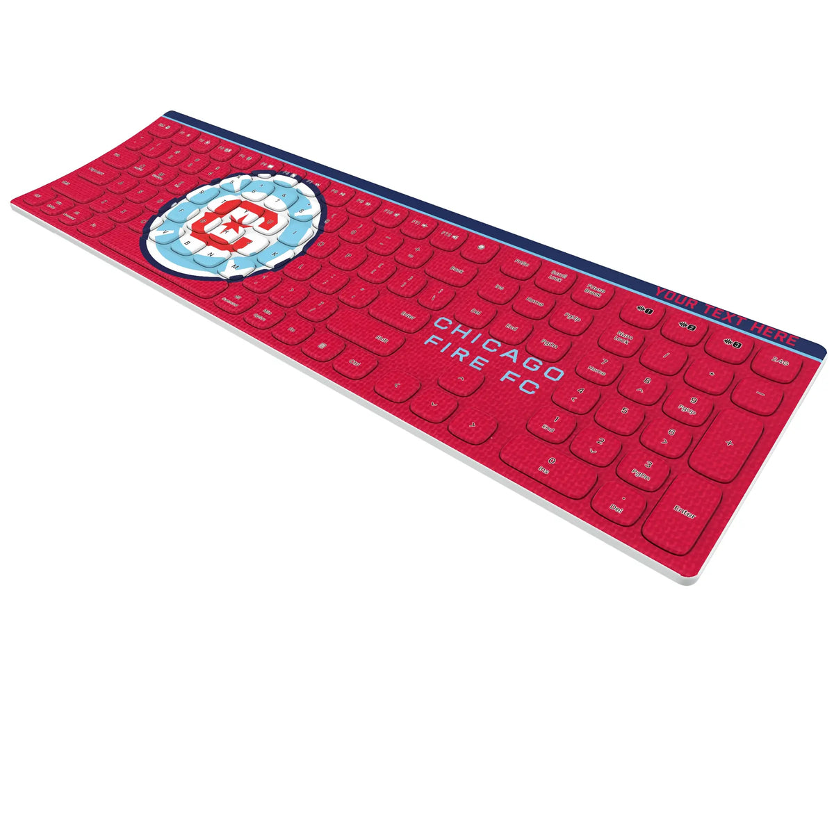 Chicago Fire Personalized Endzone Solid KKB605 Curved Wireless Keyboard - Isometric View