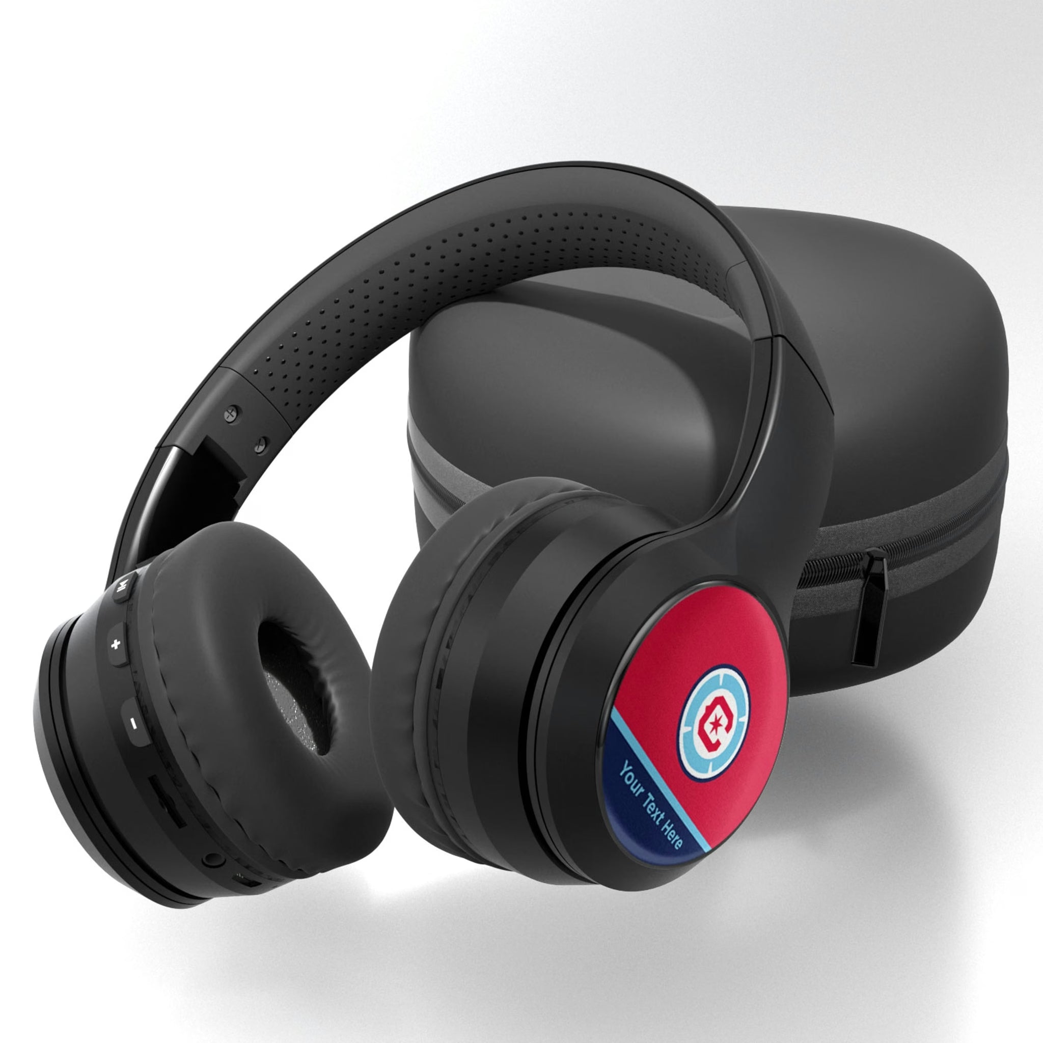 Chicago Fire Personalized Endzone Solid Wireless Over-Ear BT Headphones With Case