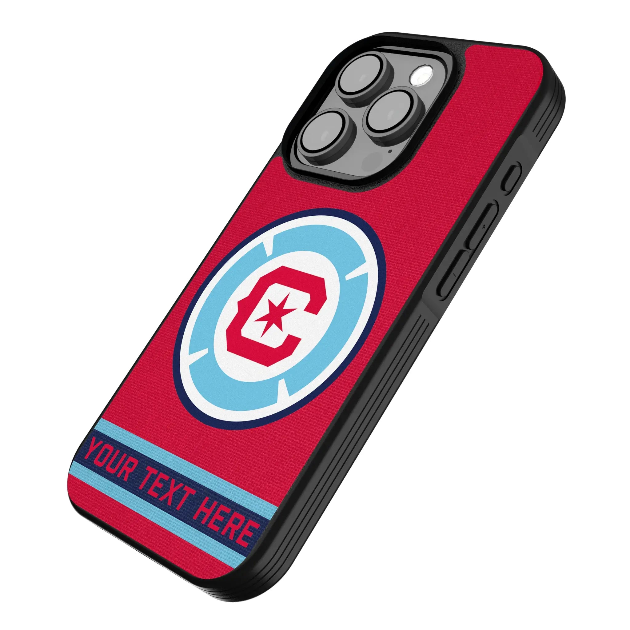 Chicago Fire Personalized Stripe iPhone Bump Phone Case for Apple iPhone - Isometric View