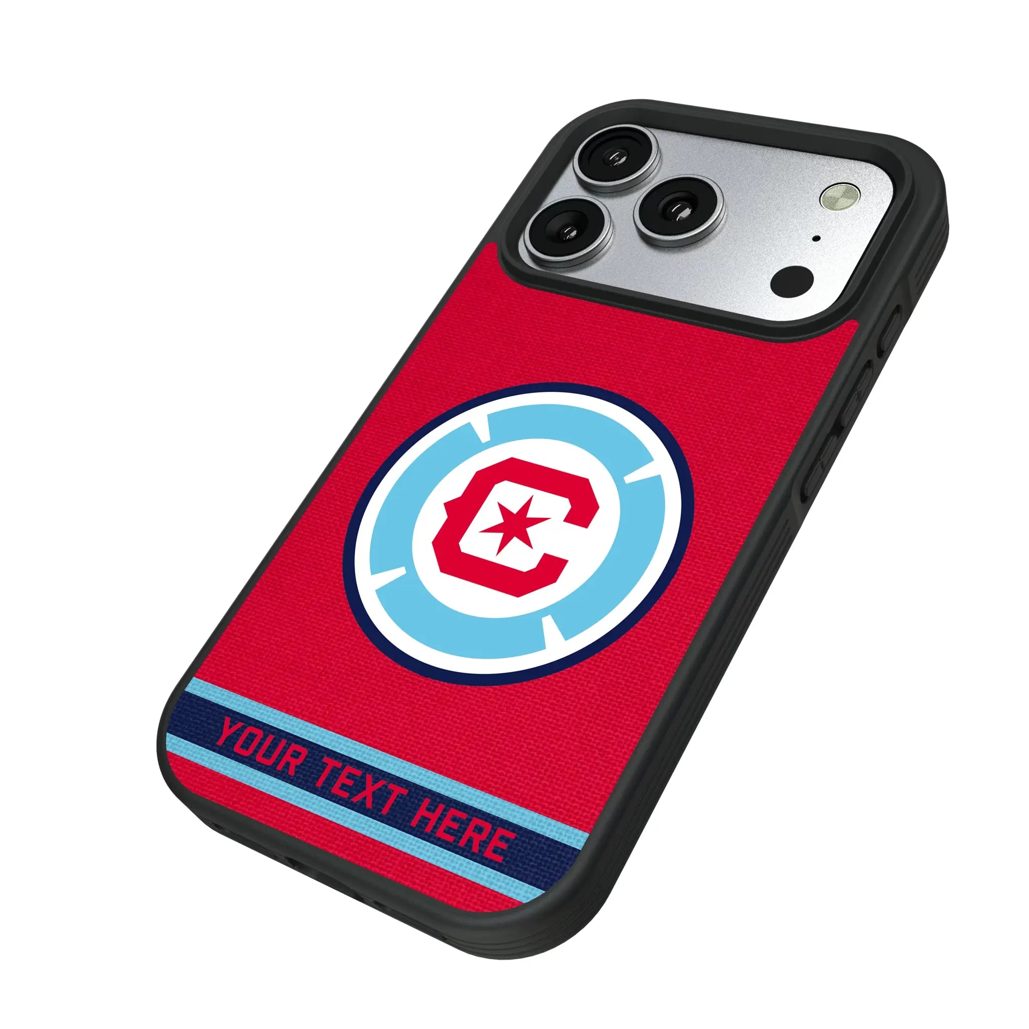 Chicago Fire Personalized Stripe iPhone Bump Phone Case for Apple iPhone - Isometric View#Device_iPhone 17 Pro