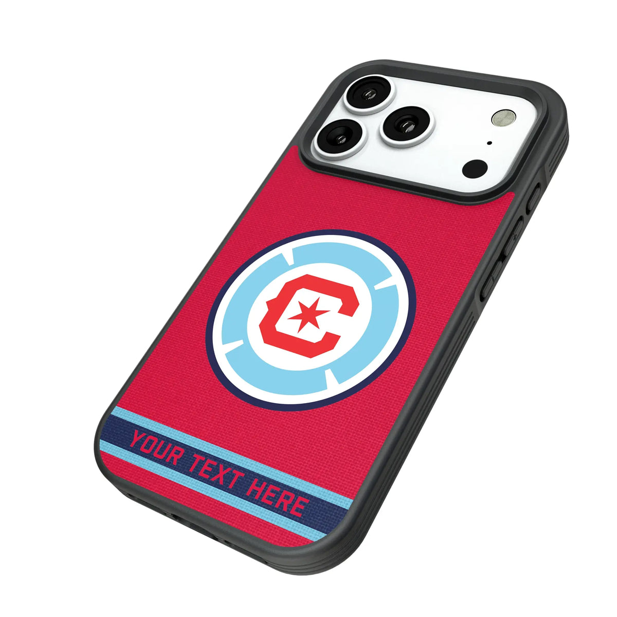 Chicago Fire Personalized Stripe iPhone Bump Phone Case for Apple iPhone - Isometric View#Device_iPhone 18 Pro