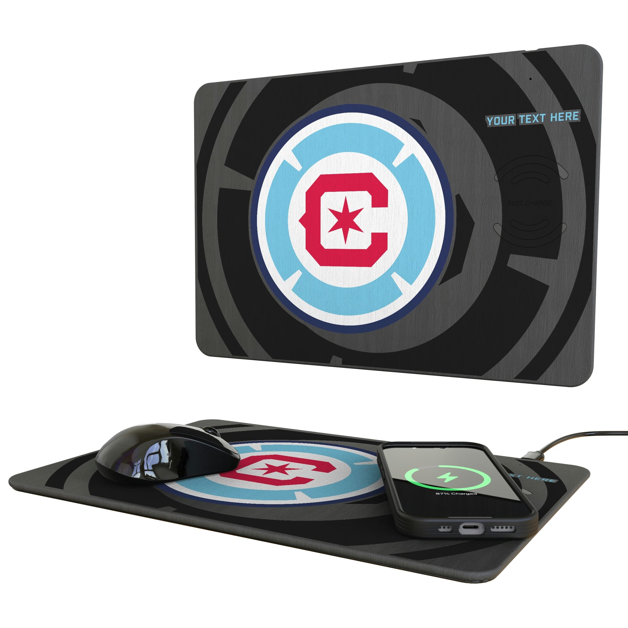 Chicago Fire Personalized Tilt 15-Watt Wireless Charger and Mouse Pad