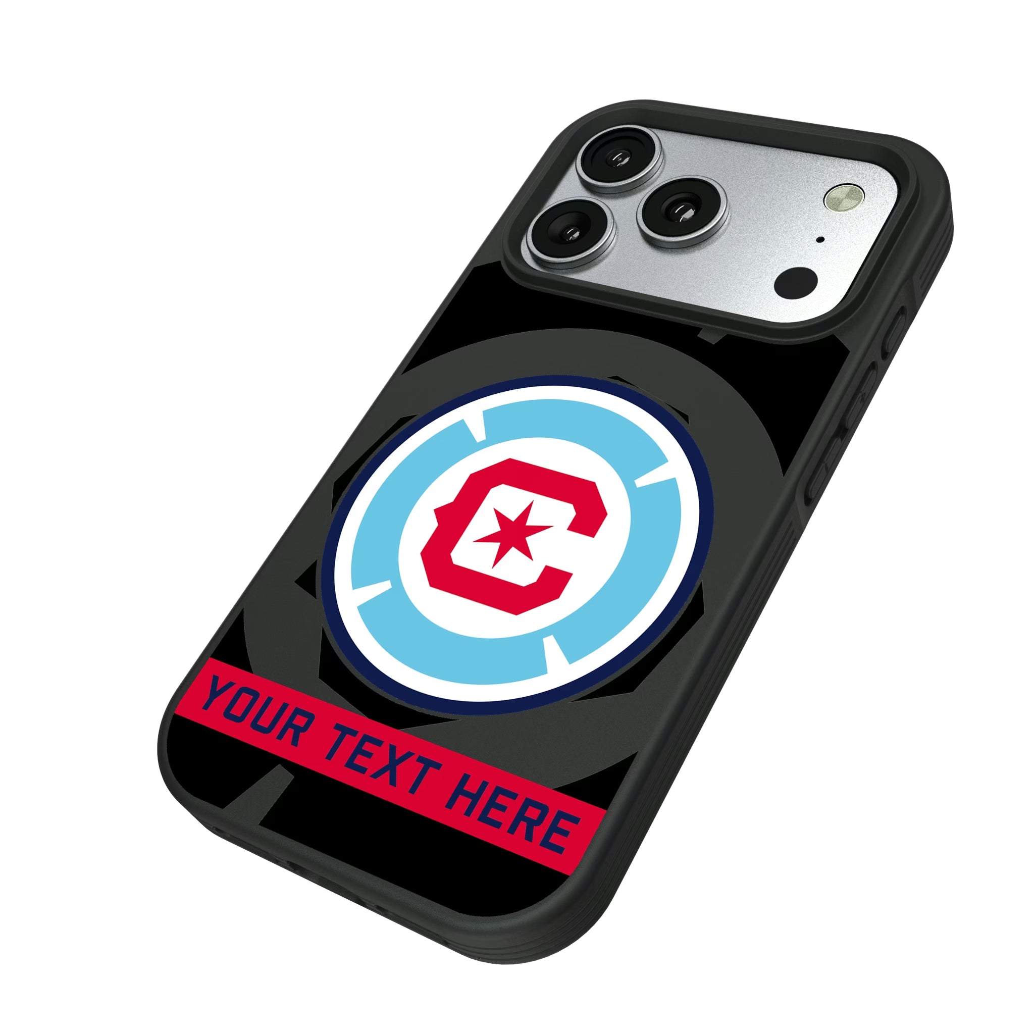 Chicago Fire Personalized Tilt iPhone Bump Phone Case for Apple iPhone - Isometric View#Device_iPhone 17 Pro