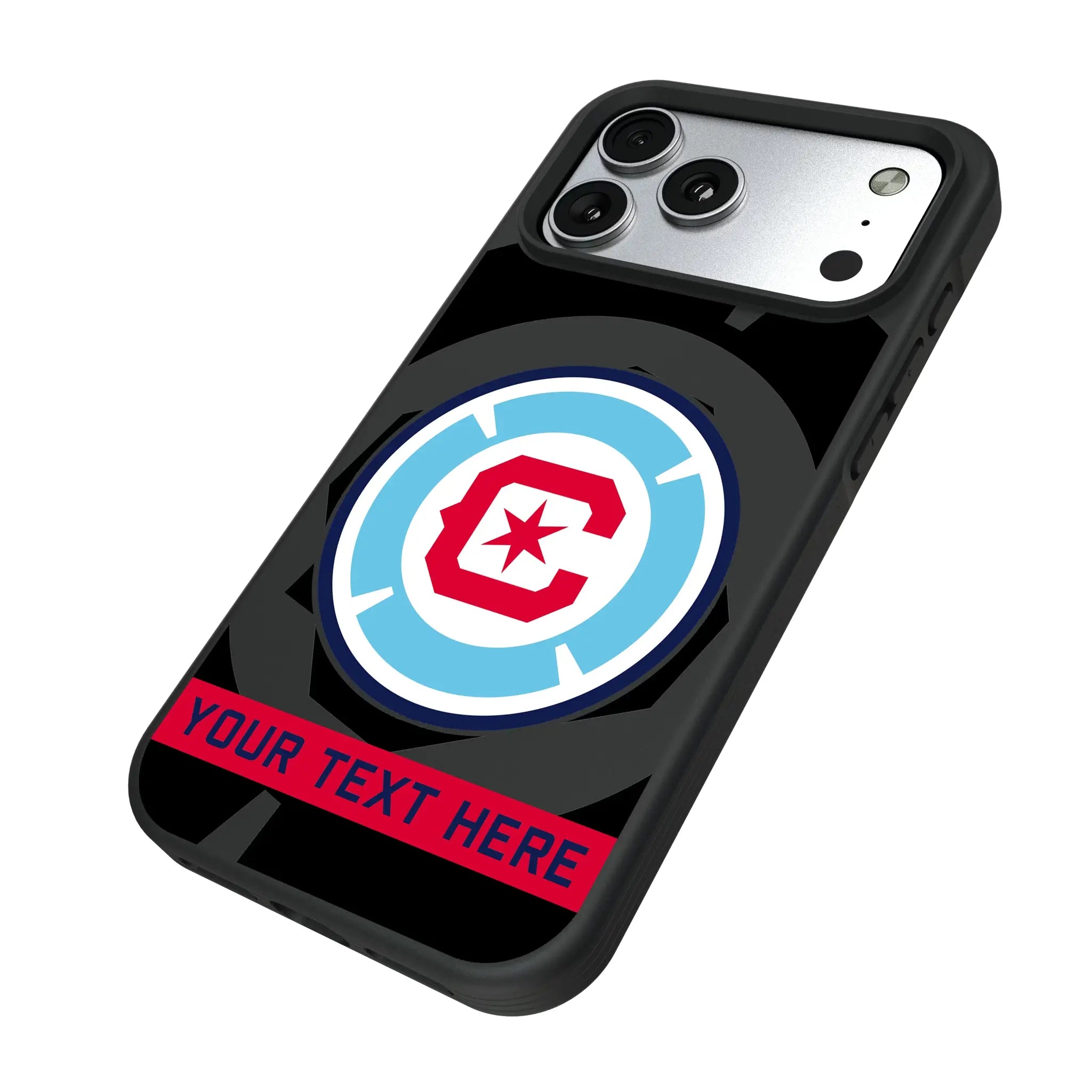 Chicago Fire Personalized Tilt iPhone Bump Phone Case for Apple iPhone - Isometric View#Device_iPhone 17 Pro Max