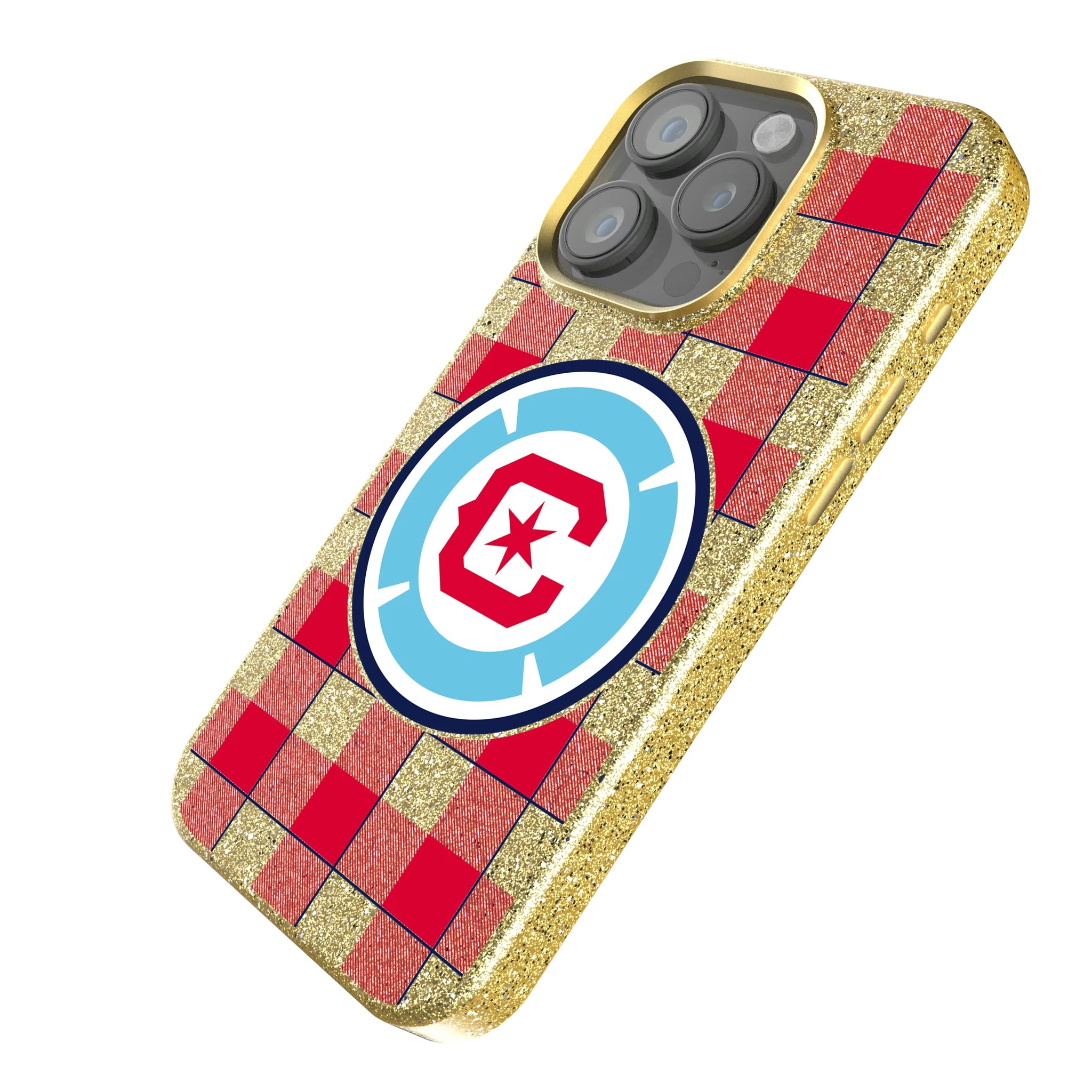 Chicago Fire Plaid iPhone Bling Phone Case for Apple iPhone - Isometric View