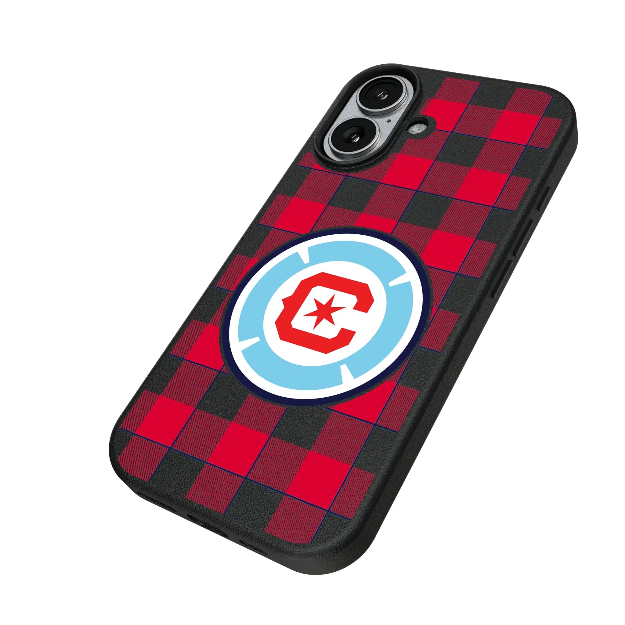 Chicago Fire Plaid iPhone MagSafe Compatible Phone Case for Apple iPhone - Isometric View#Device_iPhone 17