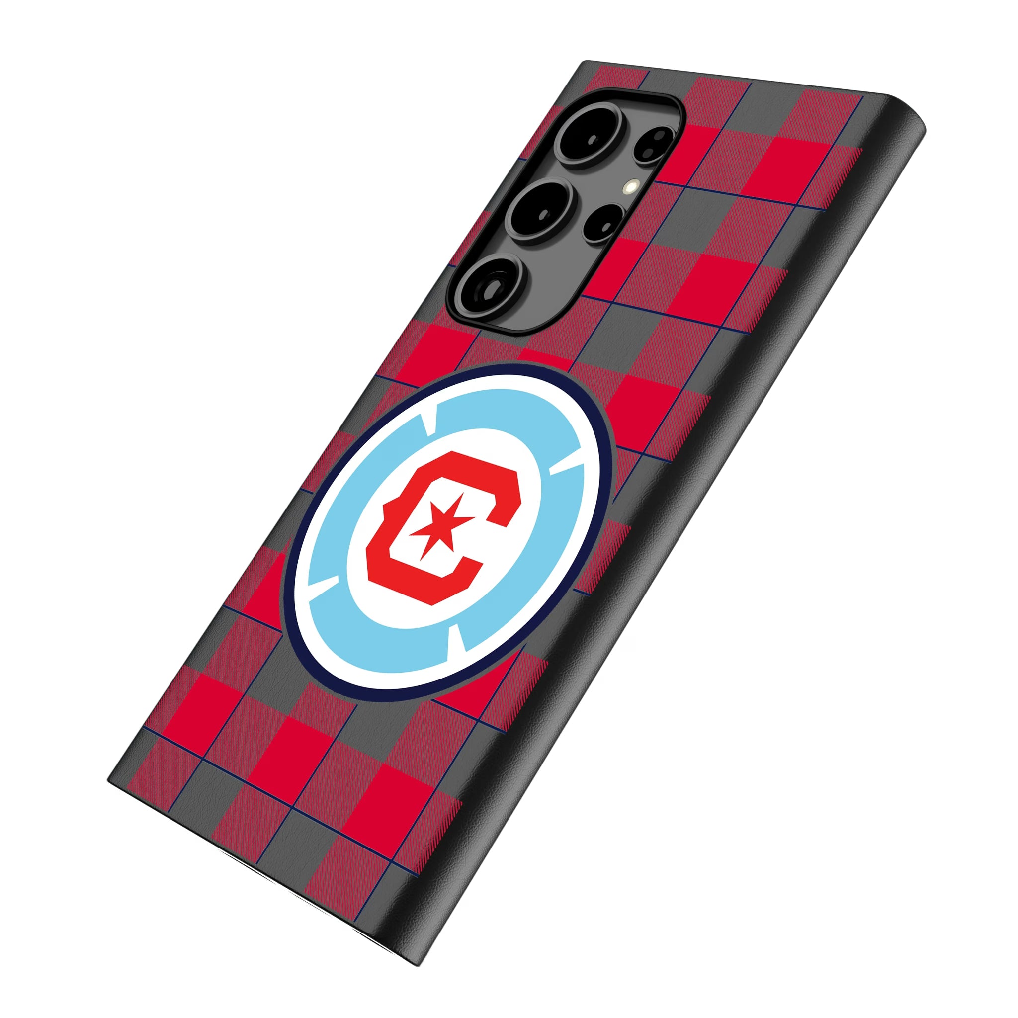 Chicago Fire Plaid Galaxy MagSafe Compatible Phone Case for Samsung Galaxy - Isometric View