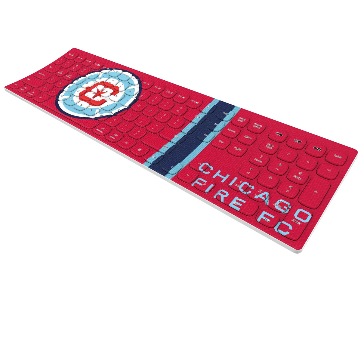 Chicago Fire Stripe KKB605 Curved Wireless Keyboard - Isometric View