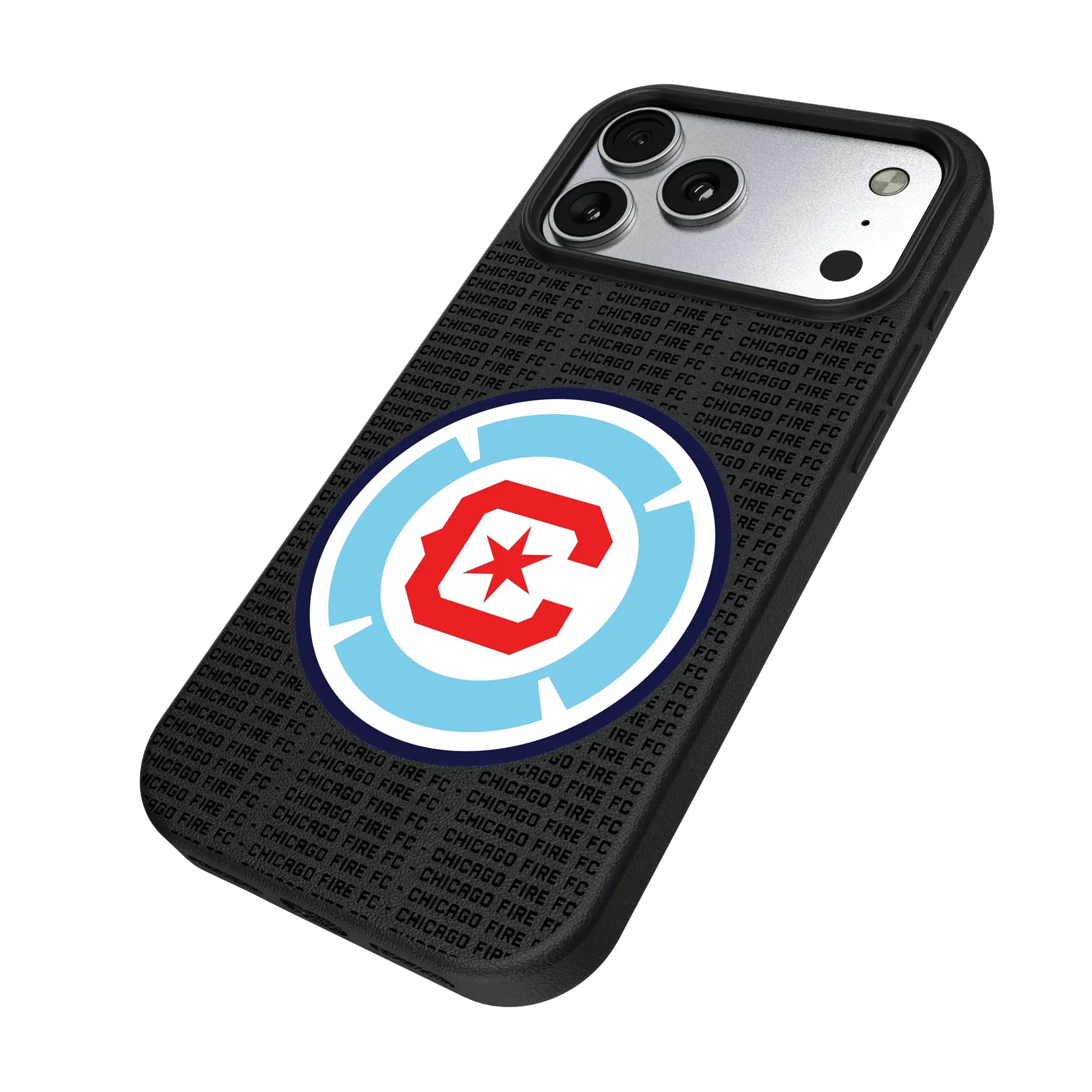 Chicago Fire Text Backdrop iPhone MagSafe Compatible Phone Case for Apple iPhone - Isometric View#Device_iPhone 17 Pro Max