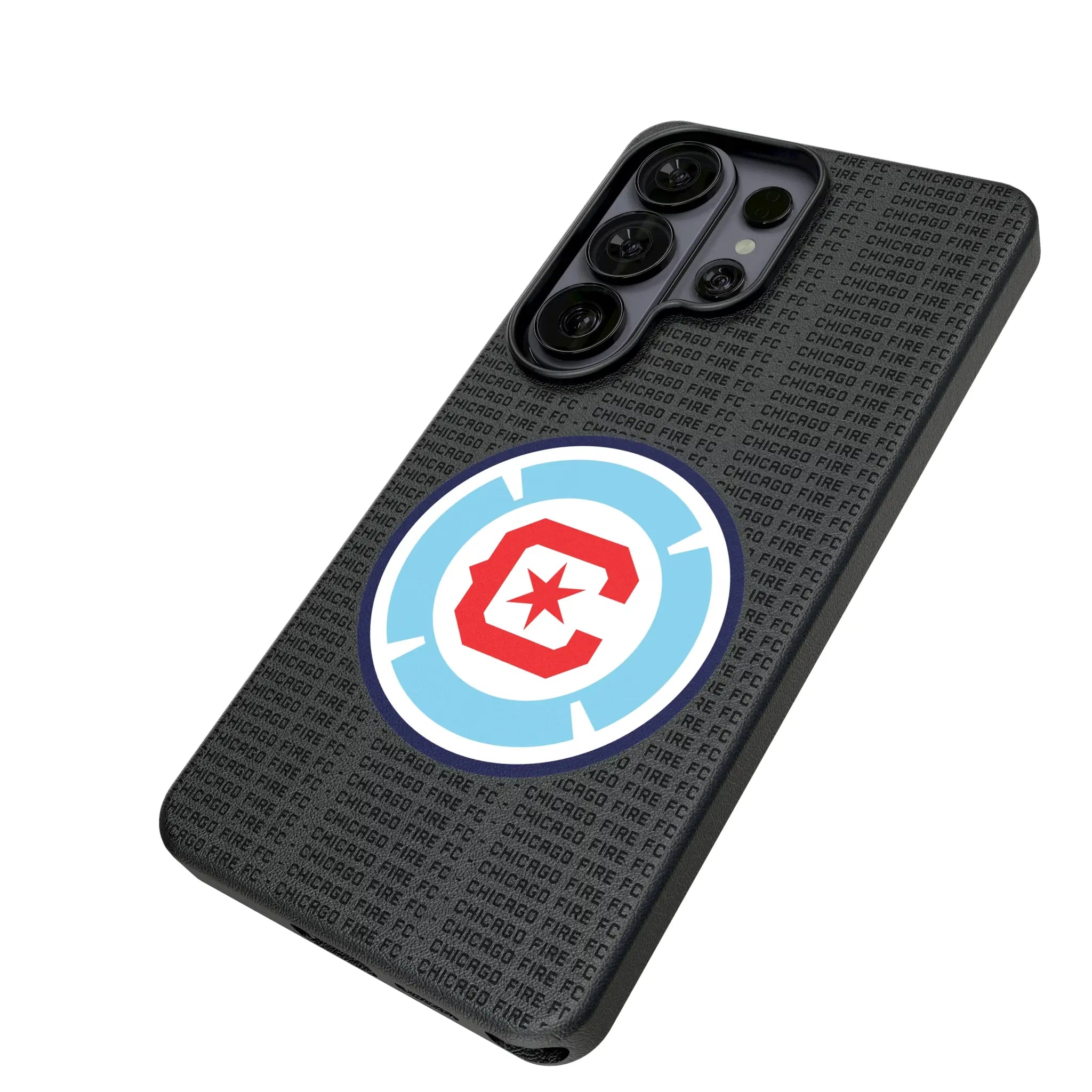 Chicago Fire Text Backdrop Galaxy MagSafe Compatible Phone Case for Samsung Galaxy - Isometric View#Device_Galaxy S26 Ultra