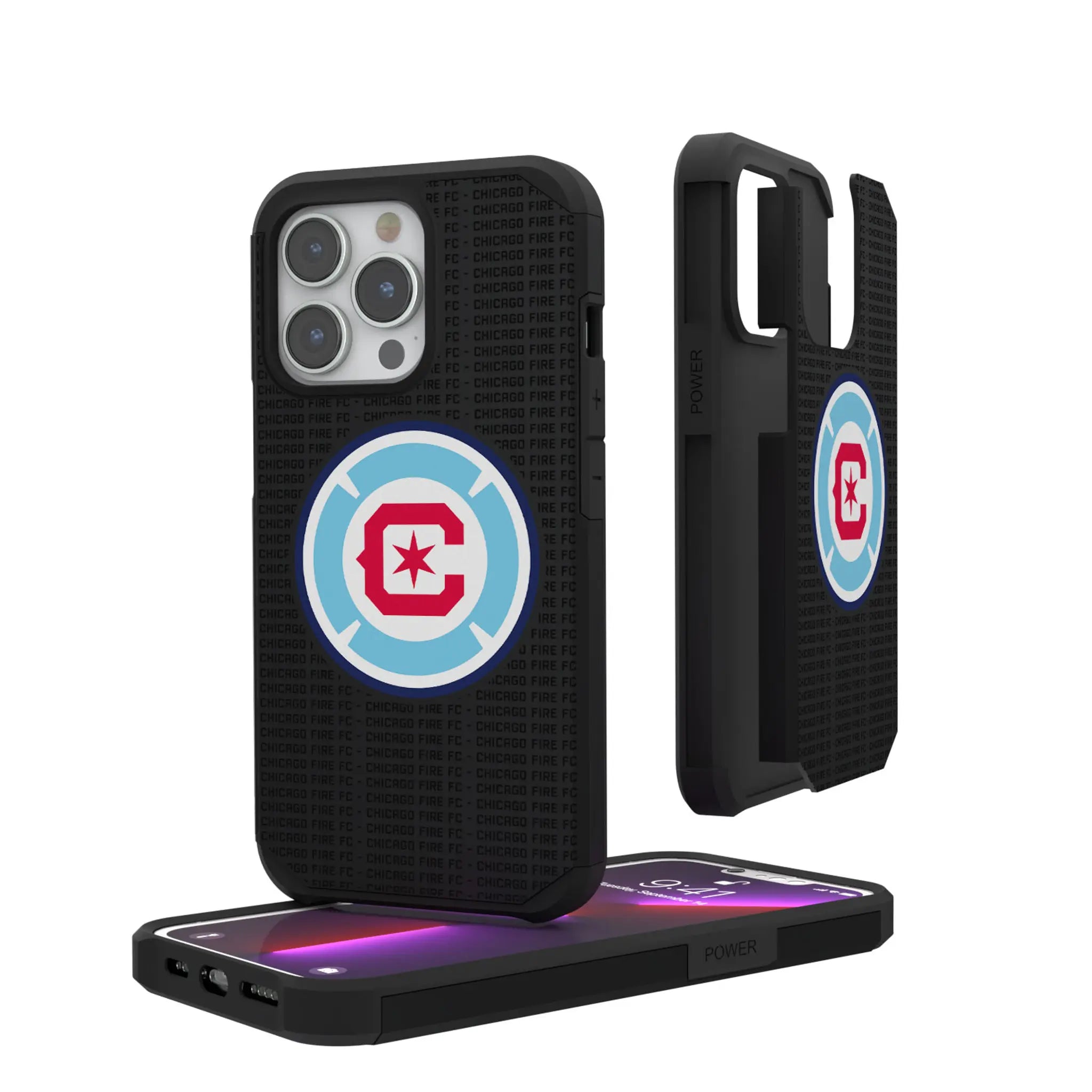 Chicago Fire Text Backdrop iPhone Rugged Phone Case for Apple iPhone