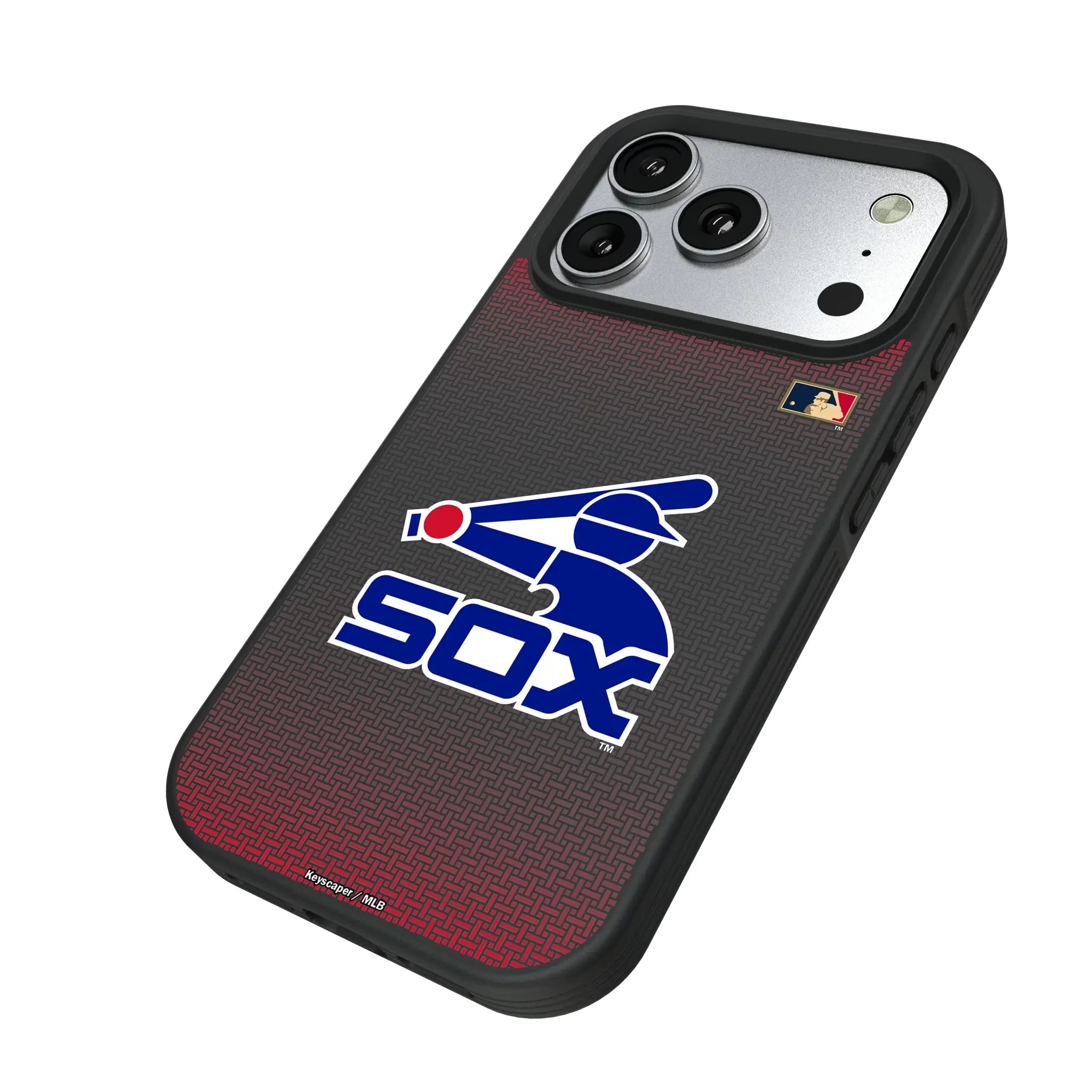 Chicago White Sox 1976-1981 - Cooperstown Collection Linen iPhone Bump Phone Case for Apple iPhone - Isometric View#Device_iPhone 17 Pro