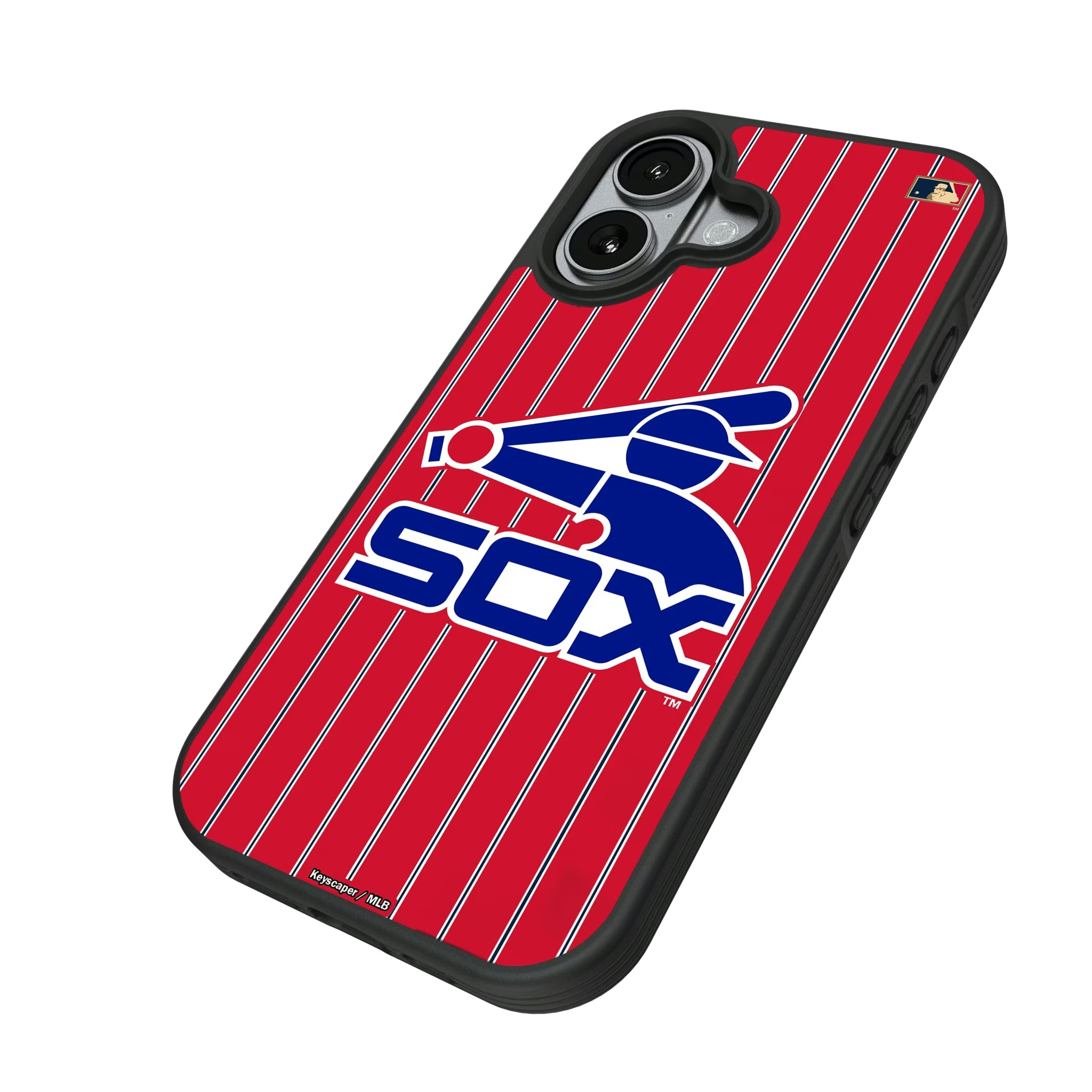 Chicago White Sox 1976-1981 - Cooperstown Collection Pinstripe iPhone Bump Phone Case for Apple iPhone - Isometric View#Device_iPhone 17