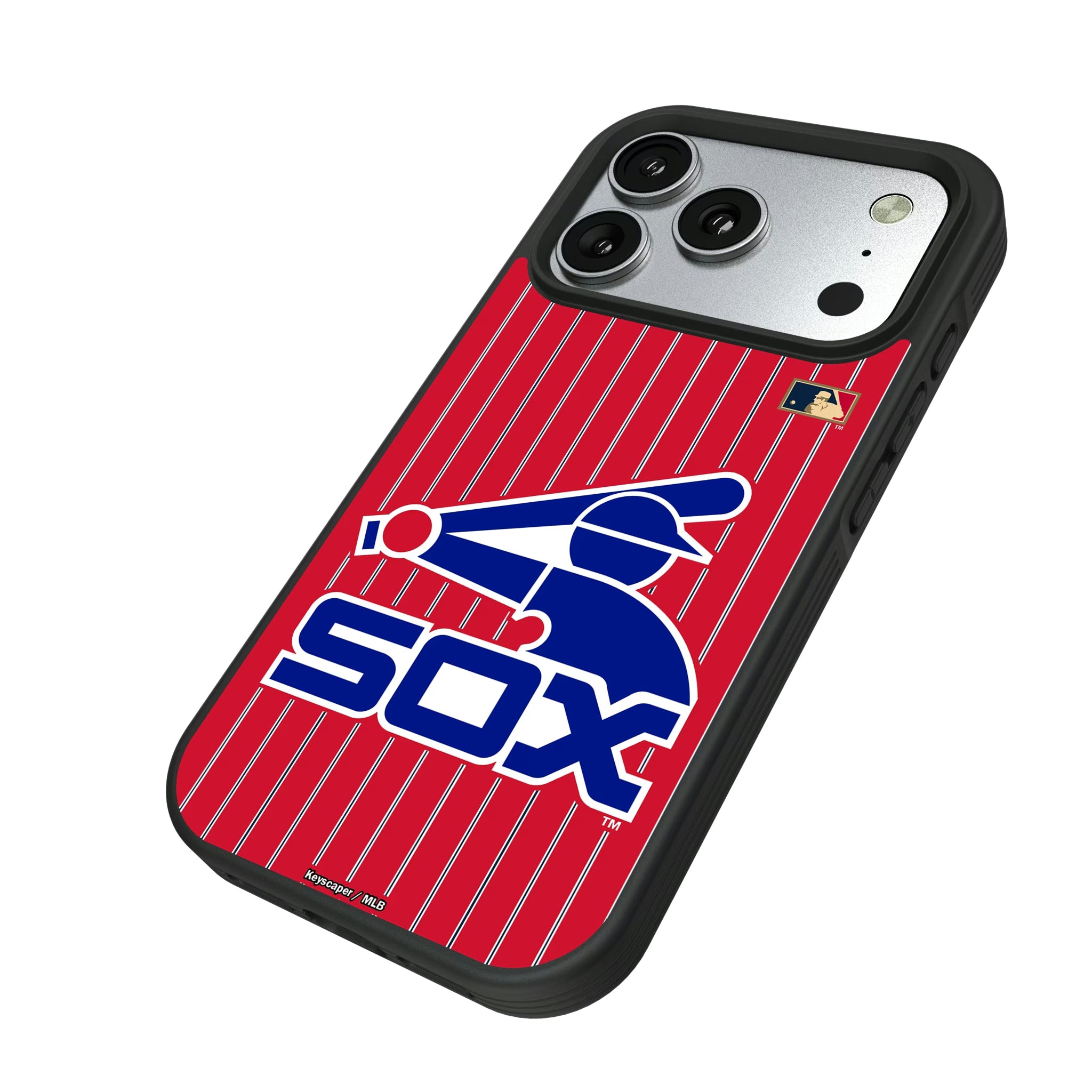 Chicago White Sox 1976-1981 - Cooperstown Collection Pinstripe iPhone Bump Phone Case for Apple iPhone - Isometric View#Device_iPhone 17 Pro