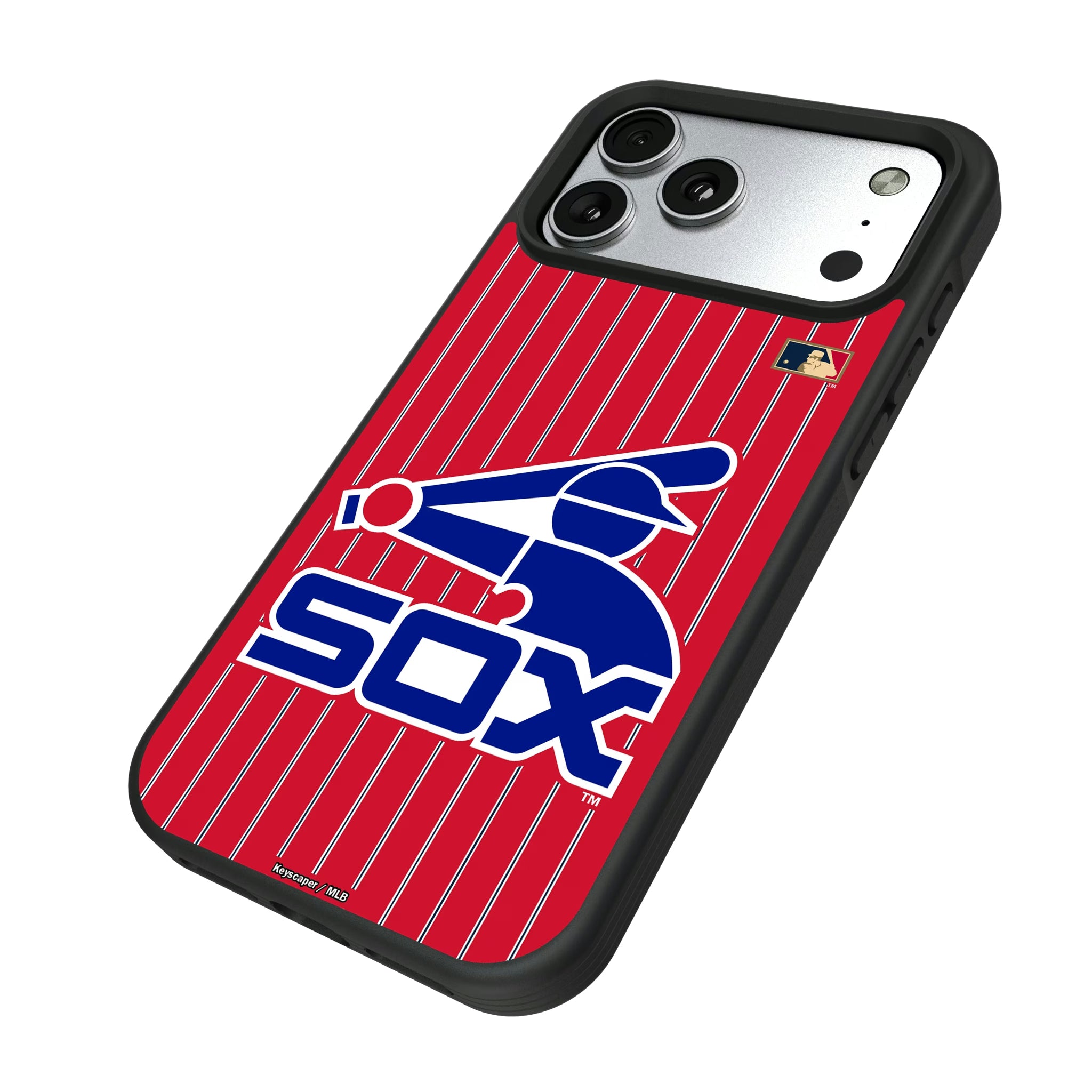 Chicago White Sox 1976-1981 - Cooperstown Collection Pinstripe iPhone Bump Phone Case for Apple iPhone - Isometric View#Device_iPhone 17 Pro Max