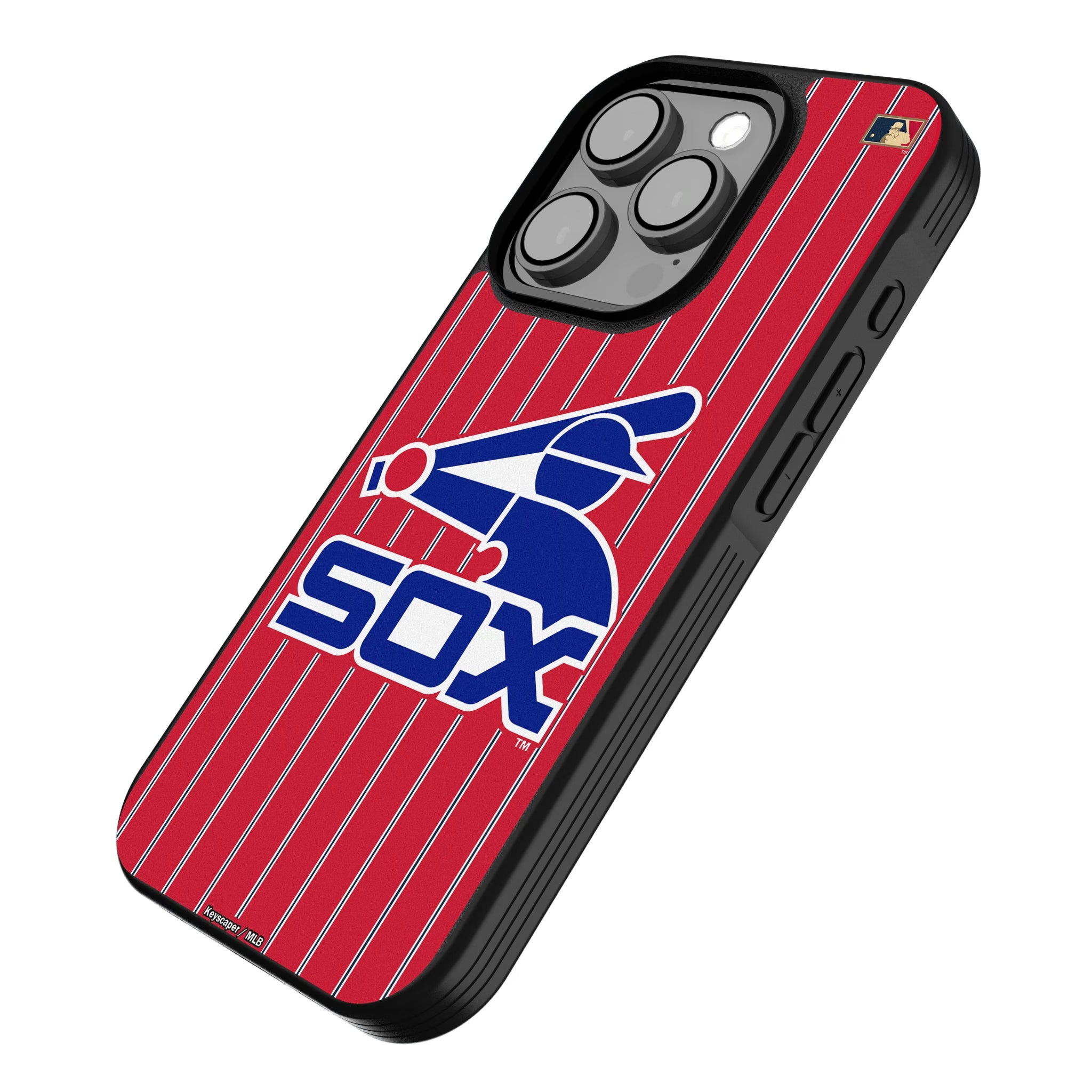 Chicago White Sox 1976-1981 - Cooperstown Collection Pinstripe iPhone Bump Phone Case for Apple iPhone - Isometric View
