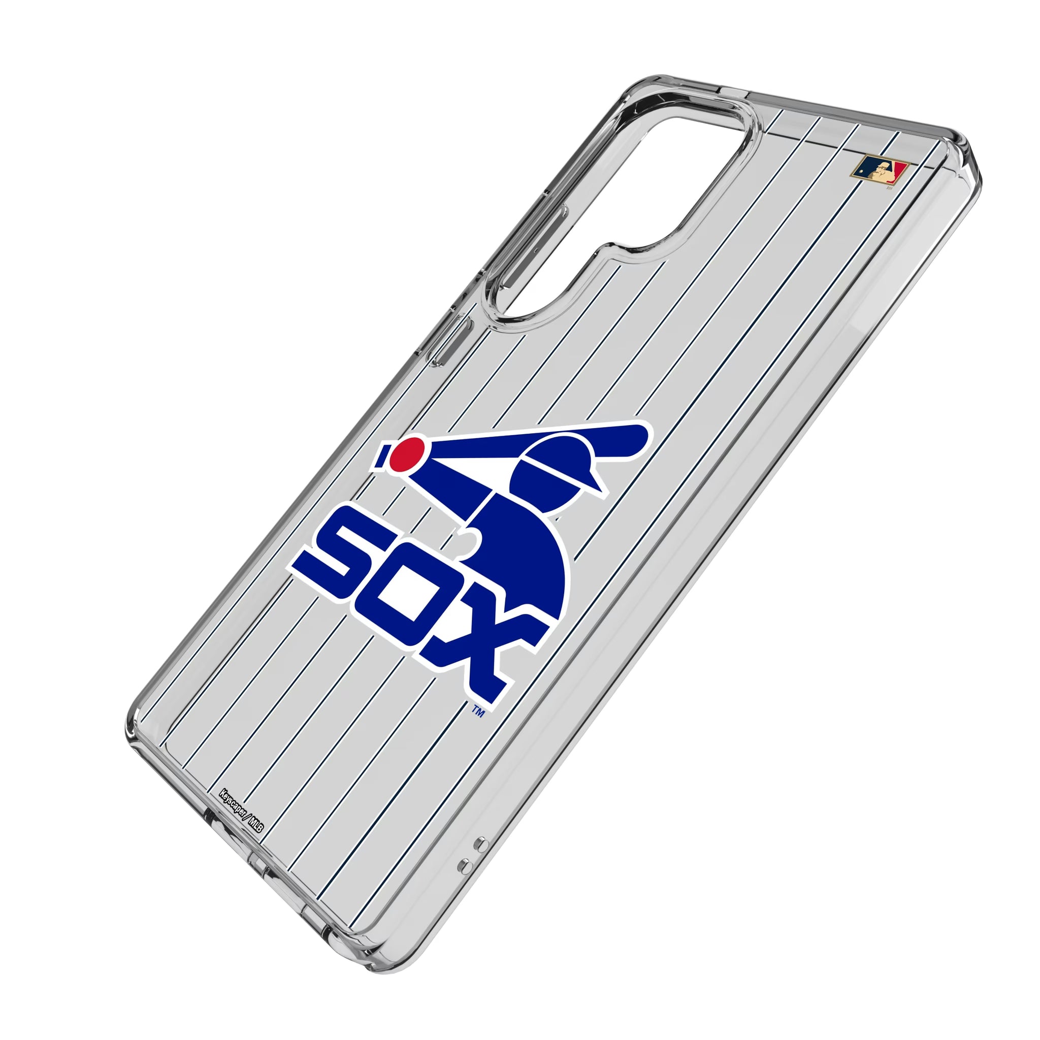 Chicago White Sox 1976-1981 - Cooperstown Collection Pinstripe Galaxy Clear Phone Case for Samsung Galaxy - Isometric View