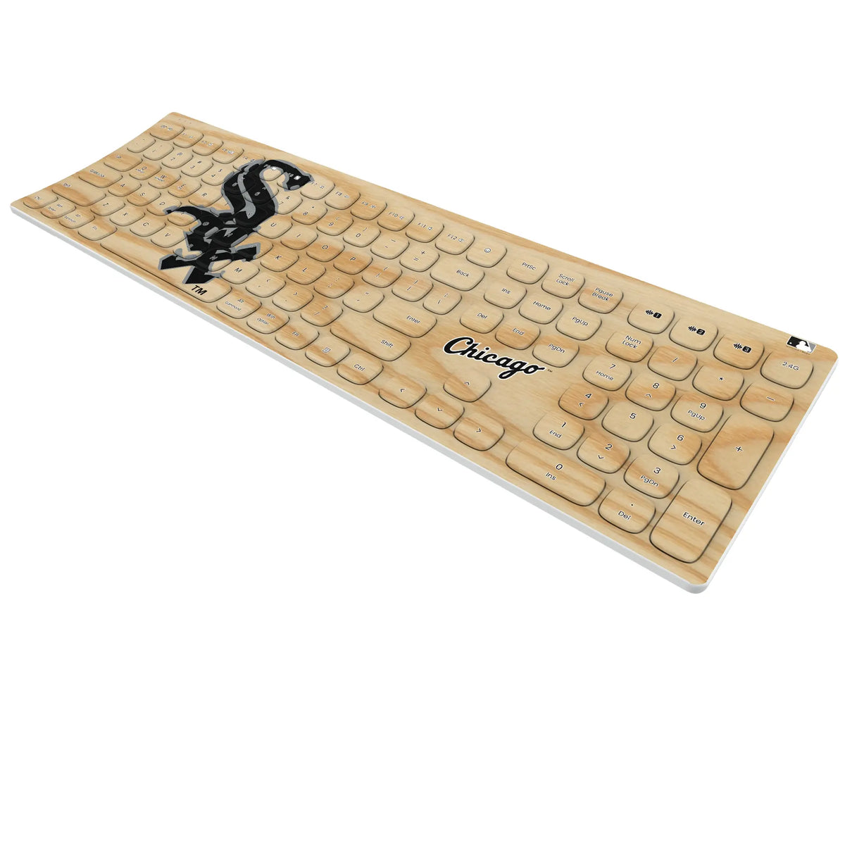 Chicago White Sox Baseball Bat KKB605 Curved Wireless Keyboard - Isometric View