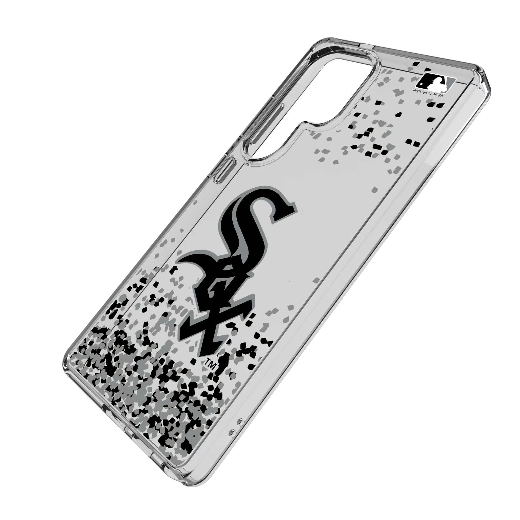 Chicago White Sox Confetti Galaxy Clear Phone Case for Samsung Galaxy - Isometric View