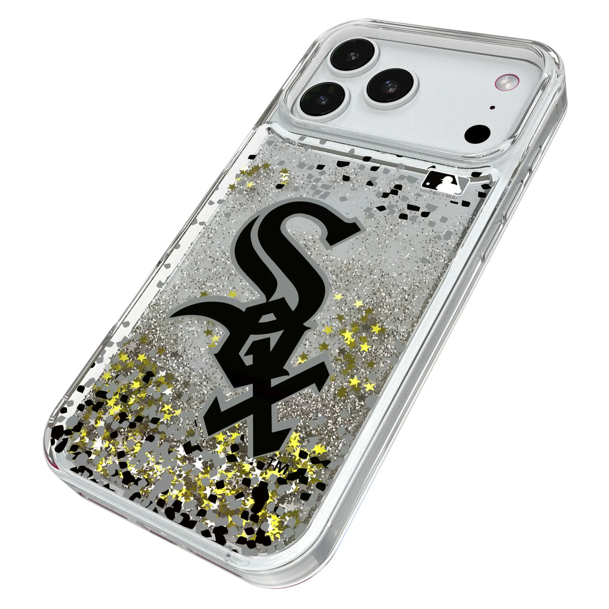 Chicago White Sox Confetti iPhone Glitter Phone Case for Apple iPhone - Isometric View#Device_iPhone 18 Pro Max