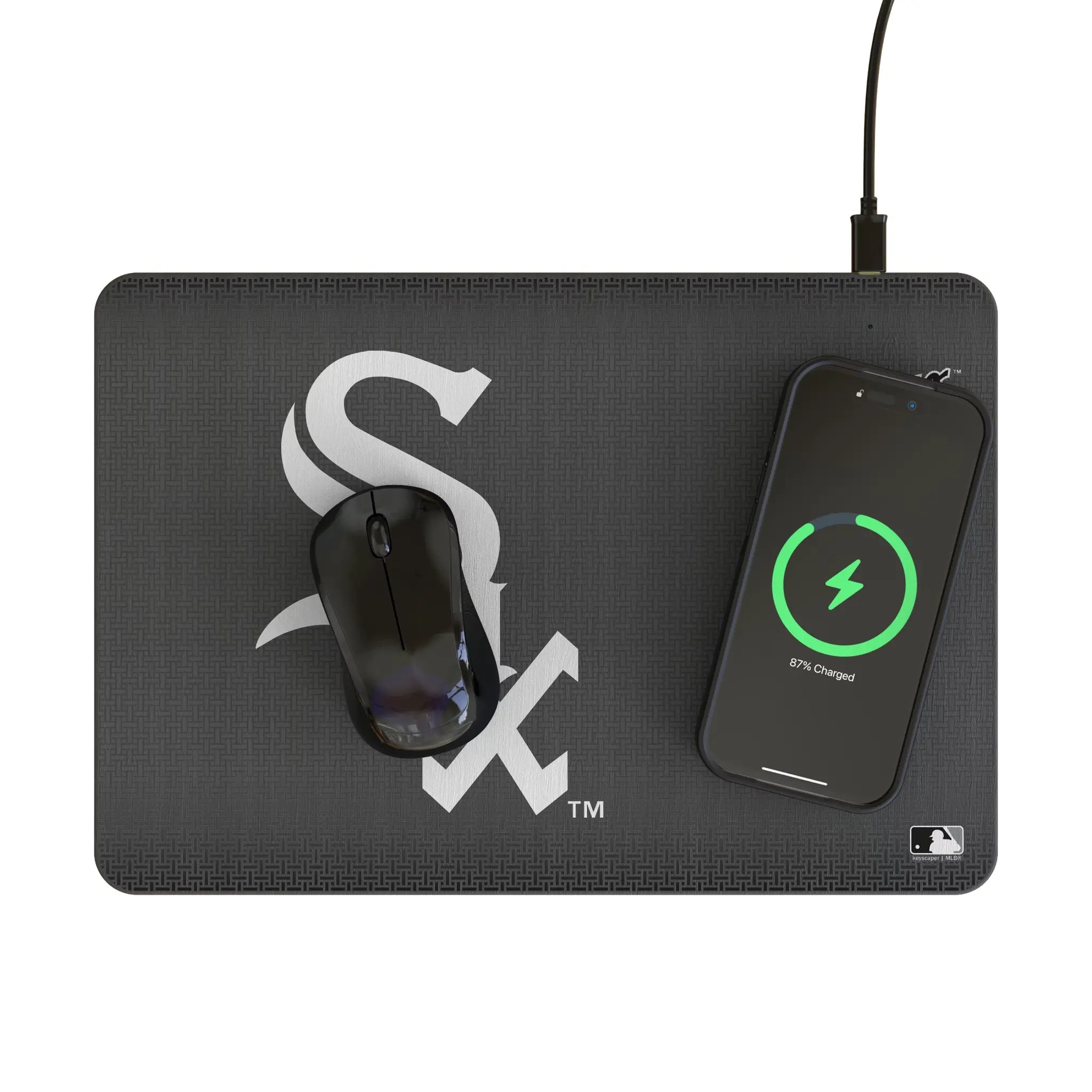 Chicago White Sox Linen 15-Watt Wireless Charger and Mouse Pad - Lifestyle