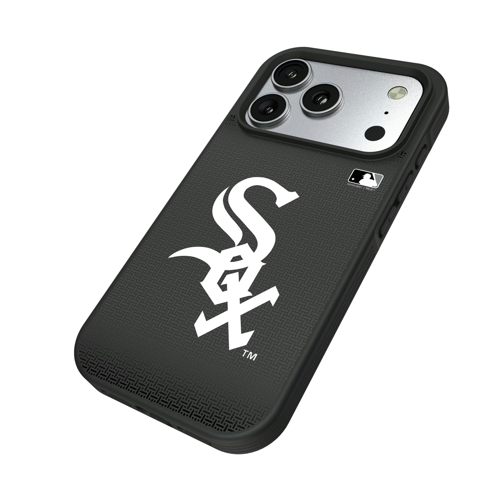 Chicago White Sox Linen iPhone Bump Phone Case for Apple iPhone - Isometric View#Device_iPhone 17 Pro
