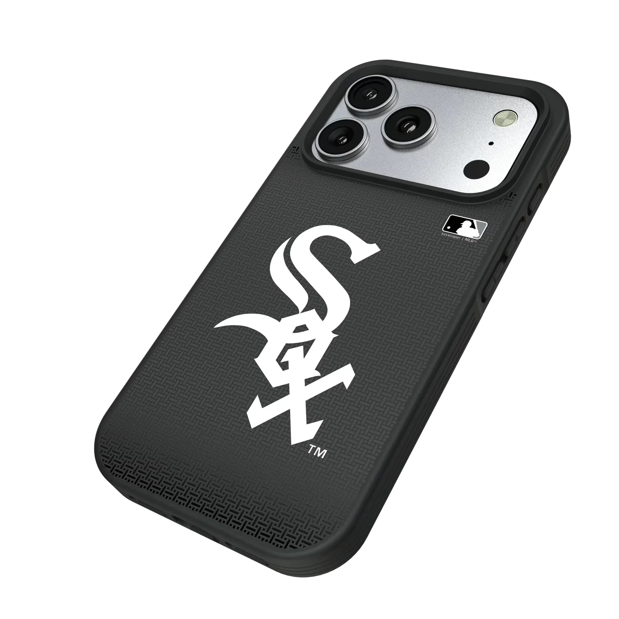 Chicago White Sox Linen iPhone Bump Phone Case for Apple iPhone - Isometric View#Device_iPhone 17 Pro