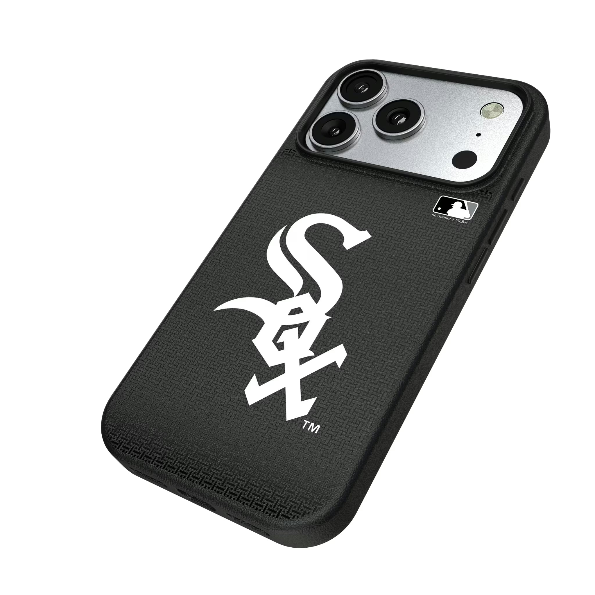 Chicago White Sox Linen iPhone MagSafe Compatible Phone Case for Apple iPhone - Isometric View#Device_iPhone 17 Pro