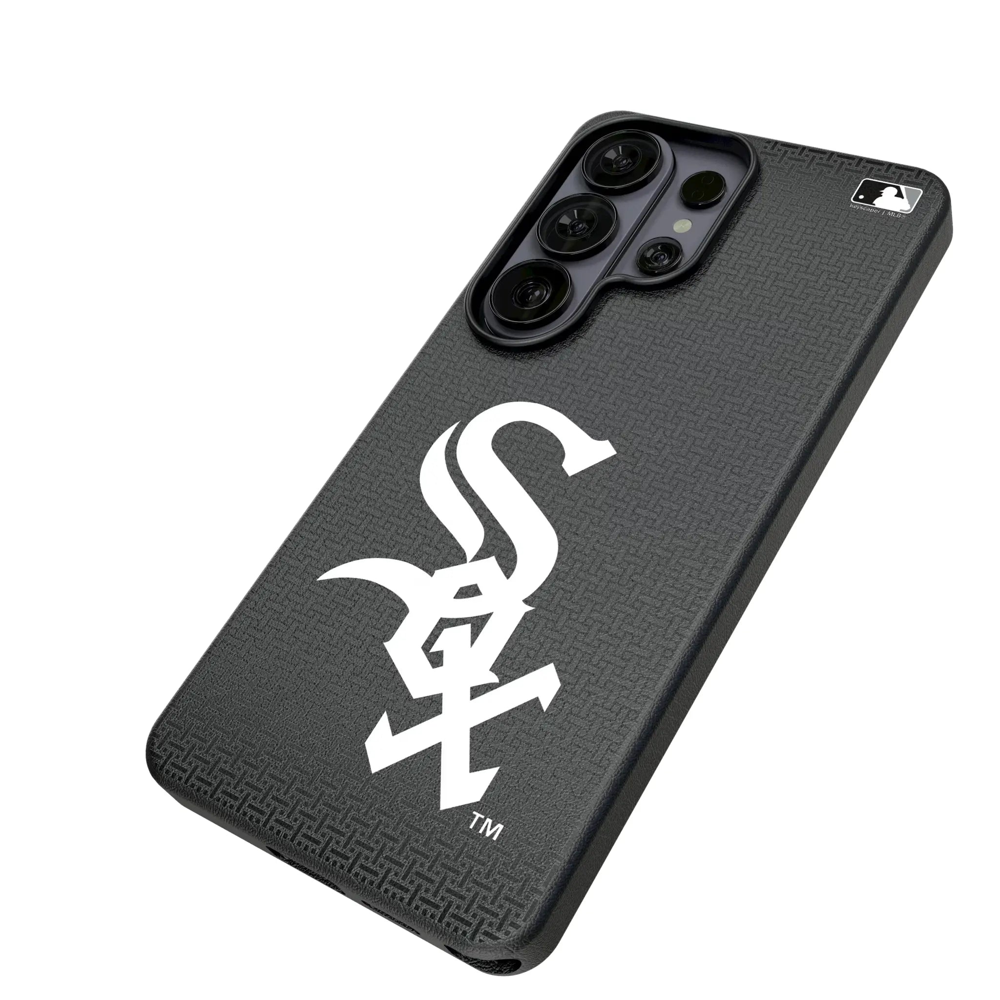 Chicago White Sox Linen Galaxy MagSafe Compatible Phone Case for Samsung Galaxy - Isometric View#Device_Galaxy S26 Ultra