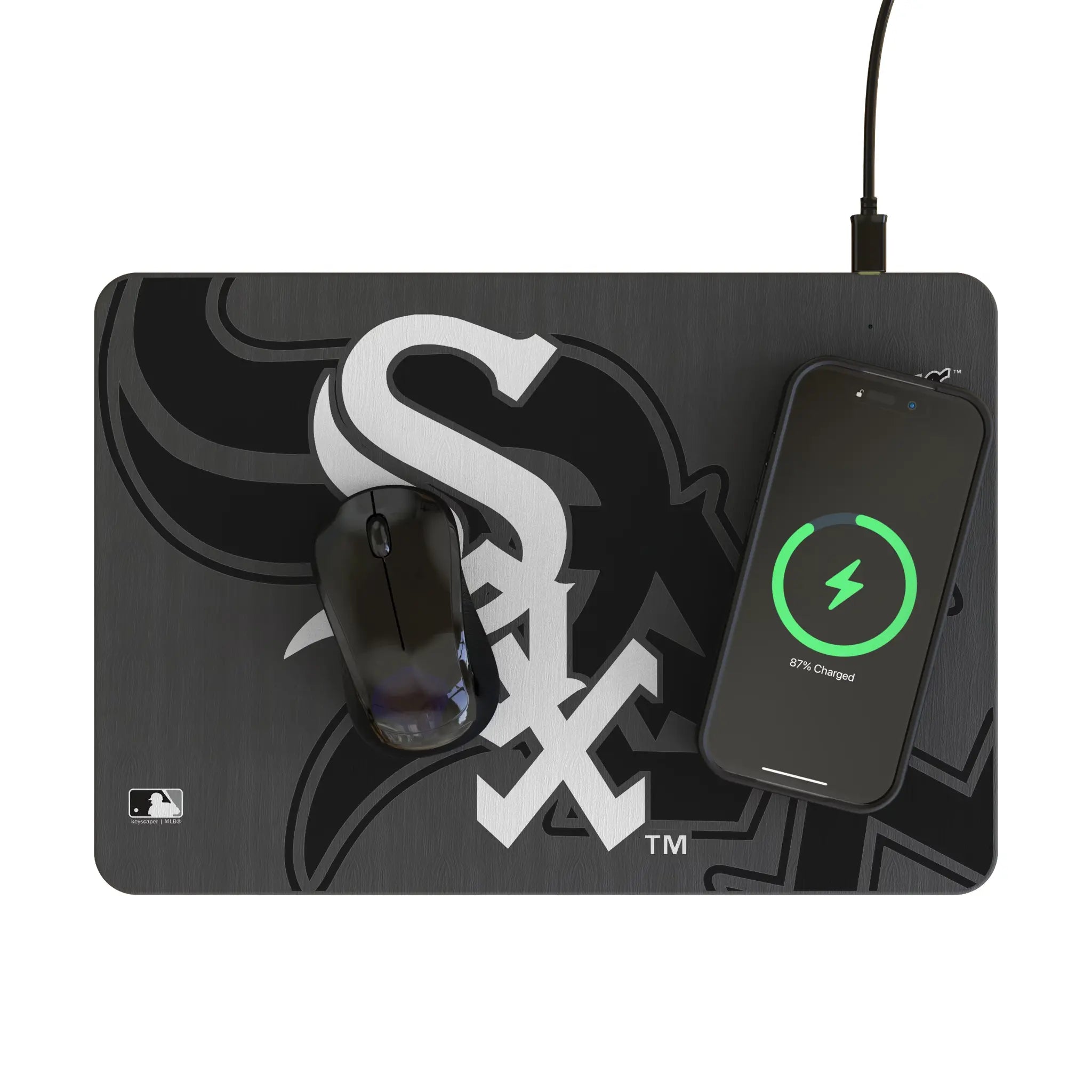 Chicago White Sox Monocolor Tilt 15-Watt Wireless Charger and Mouse Pad - Lifestyle