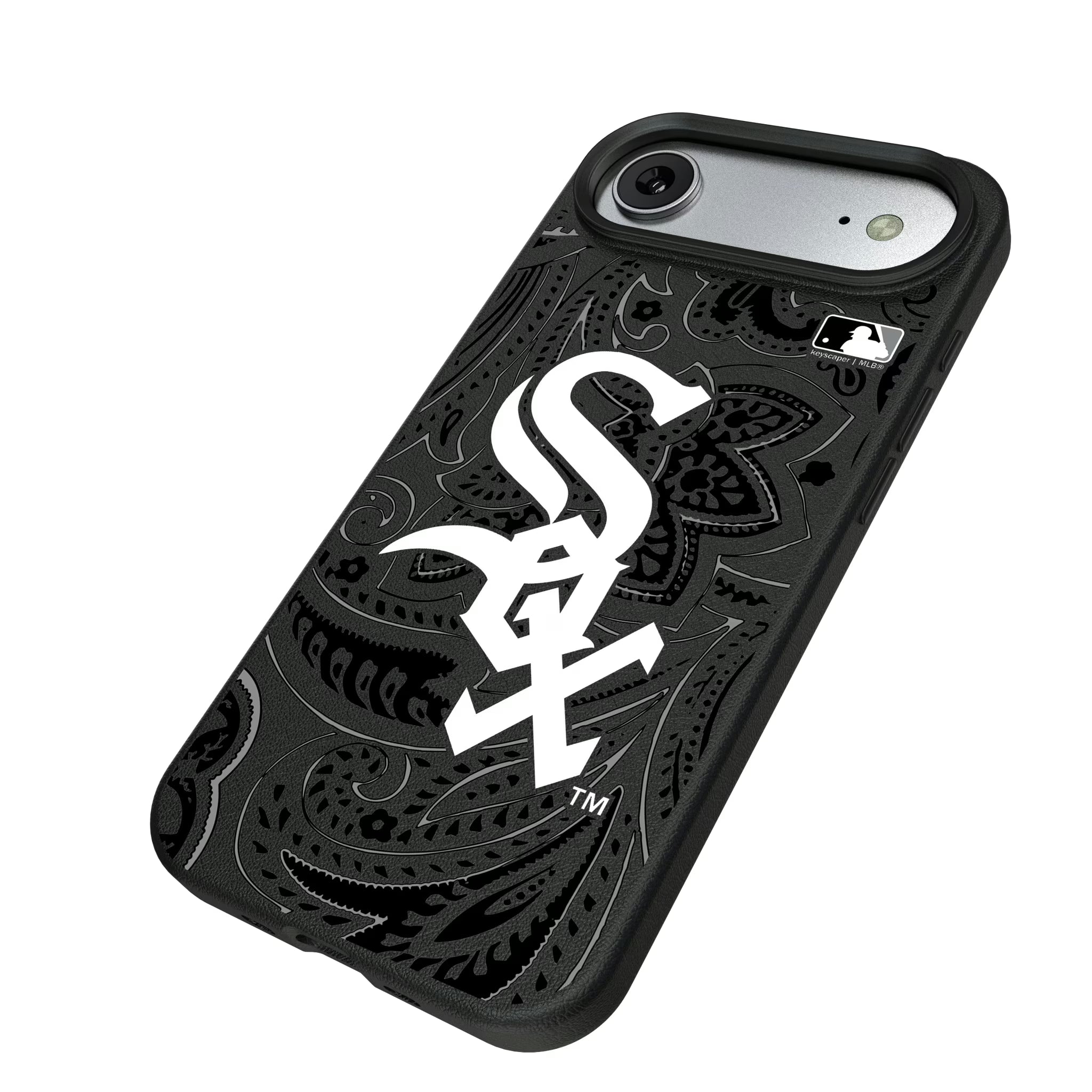 Chicago White Sox Paisley iPhone MagSafe Compatible Phone Case for Apple iPhone - Isometric View#Device_iPhone Air