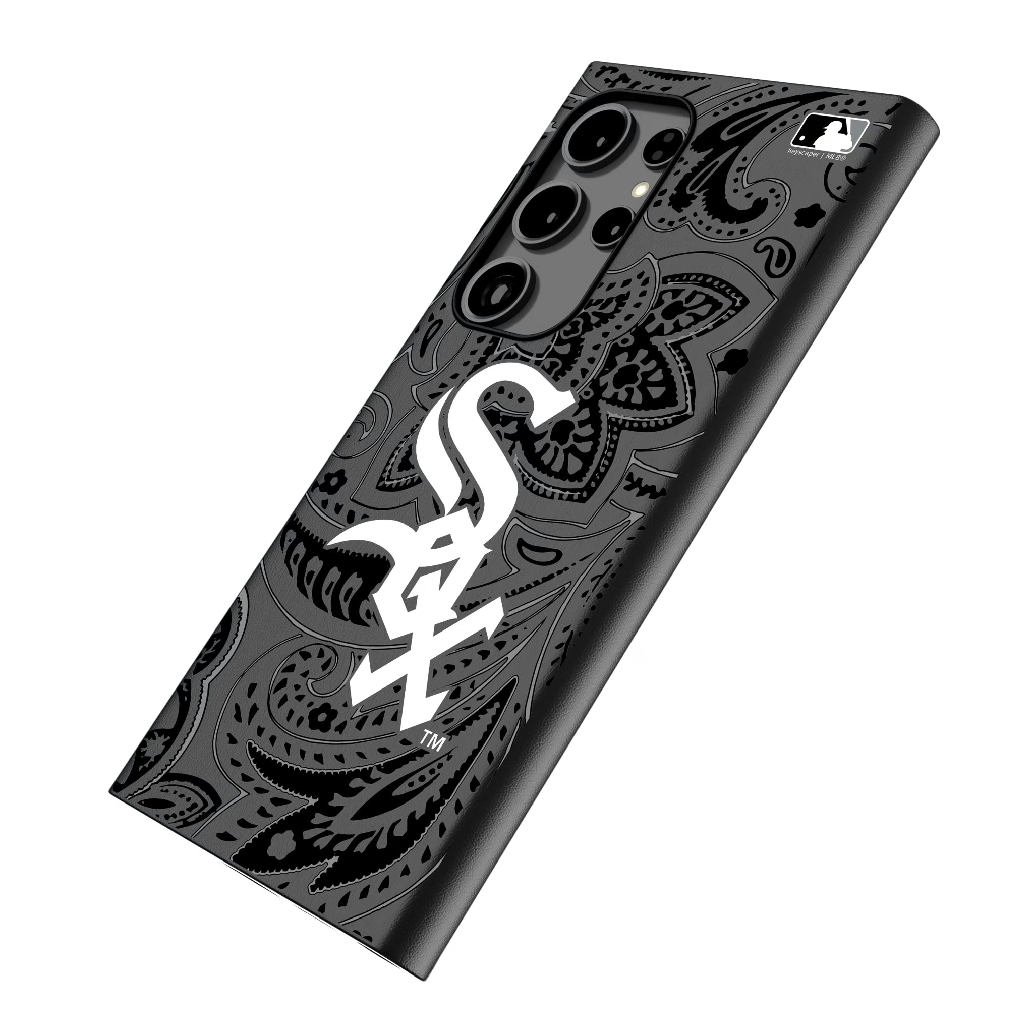 Chicago White Sox Paisley Galaxy MagSafe Compatible Phone Case for Samsung Galaxy - Isometric View