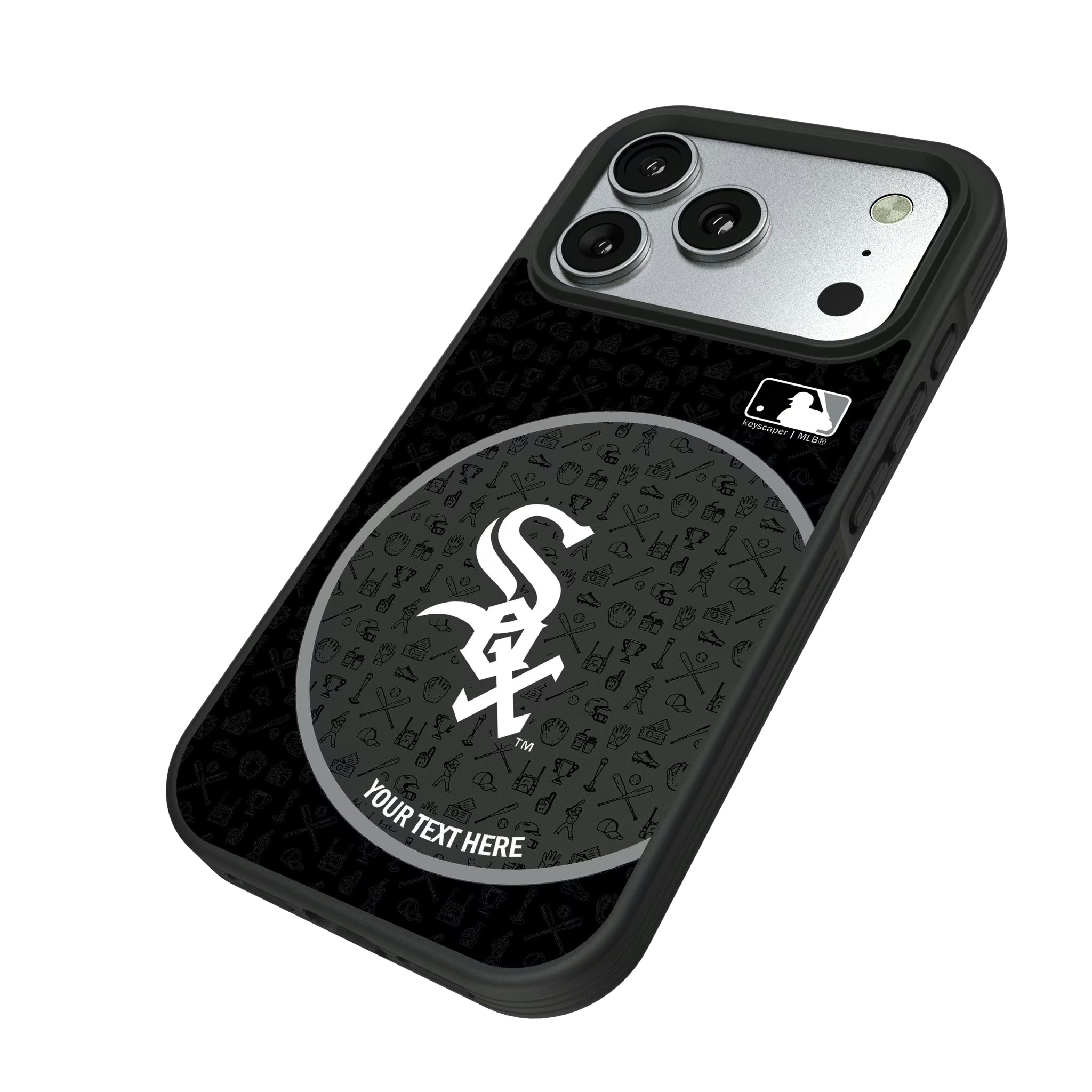Chicago White Sox Personalized Circle iPhone Bump Phone Case for Apple iPhone - Isometric View#Device_iPhone 17 Pro