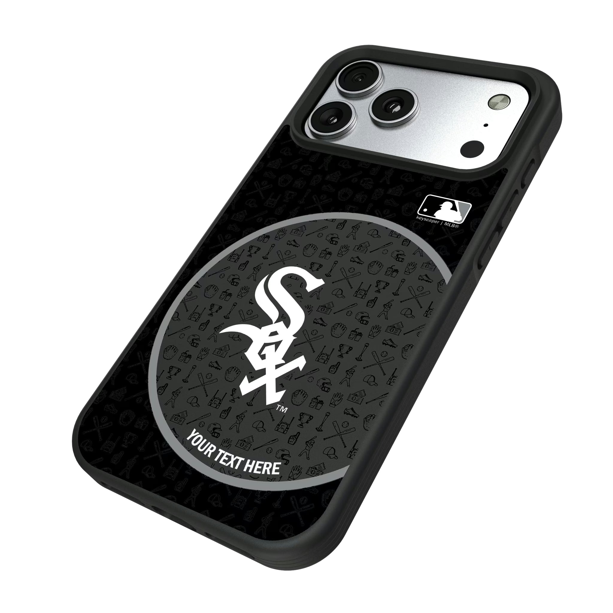 Chicago White Sox Personalized Circle iPhone Bump Phone Case for Apple iPhone - Isometric View#Device_iPhone 17 Pro Max