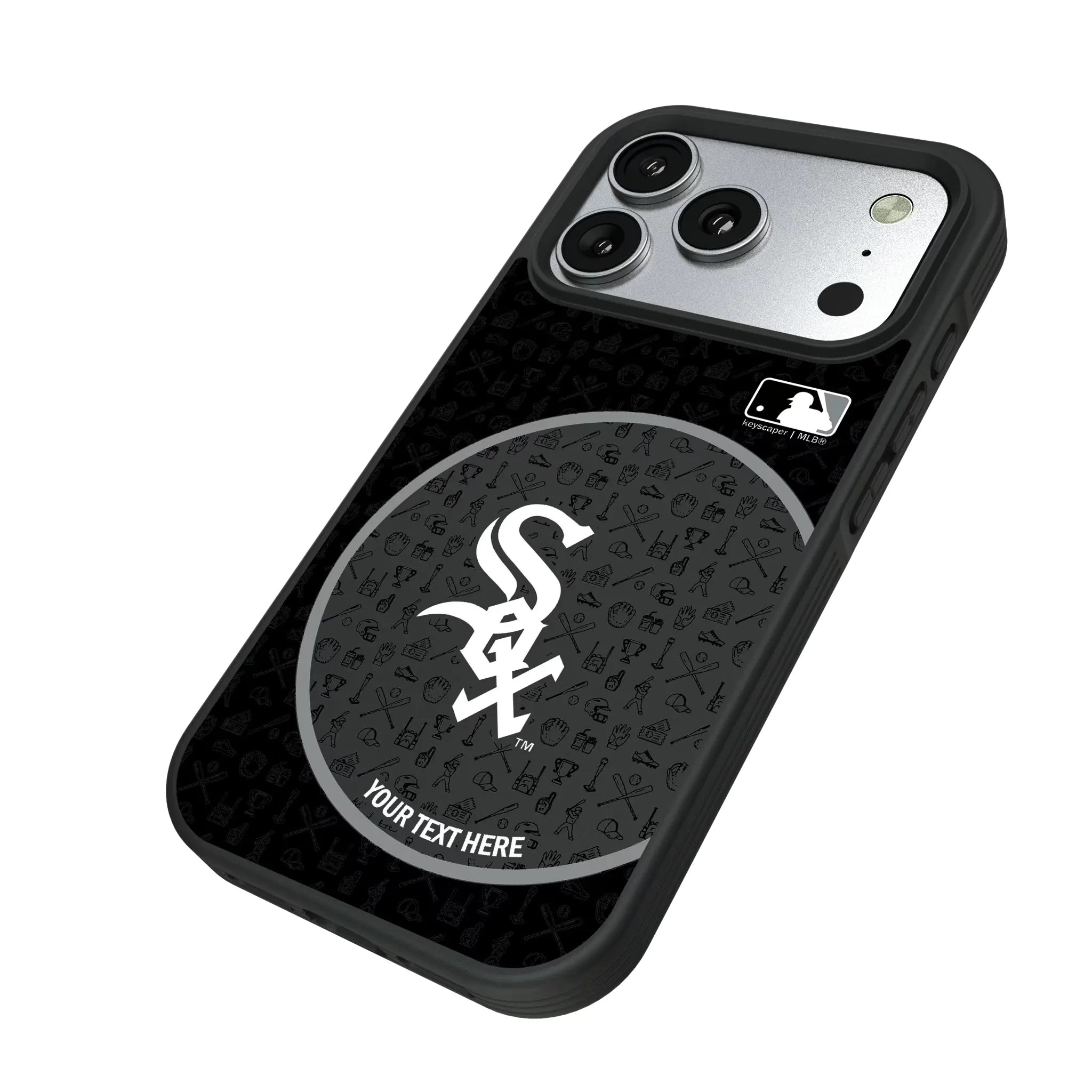 Chicago White Sox Personalized Circle iPhone Bump Phone Case for Apple iPhone - Isometric View#Device_iPhone 17 Pro