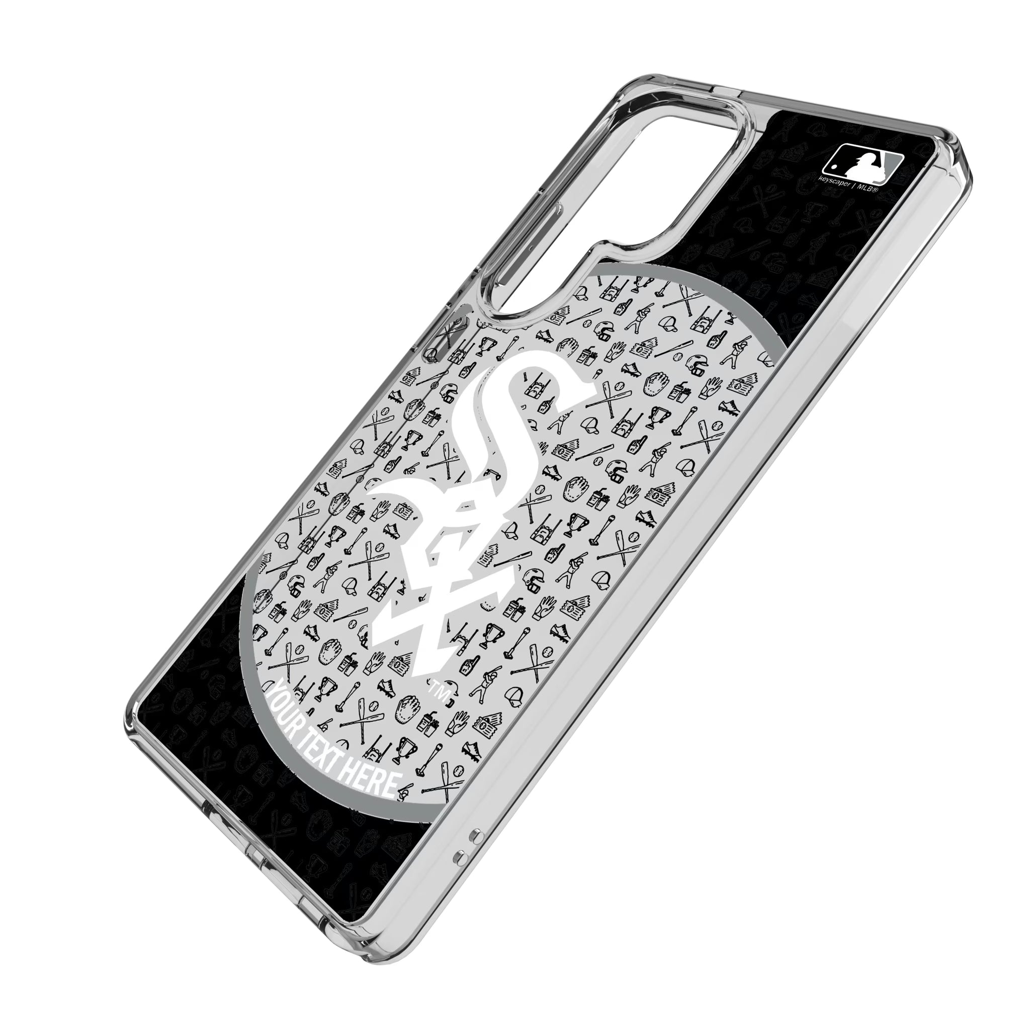 Chicago White Sox Personalized Circle Galaxy Clear Phone Case for Samsung Galaxy - Isometric View