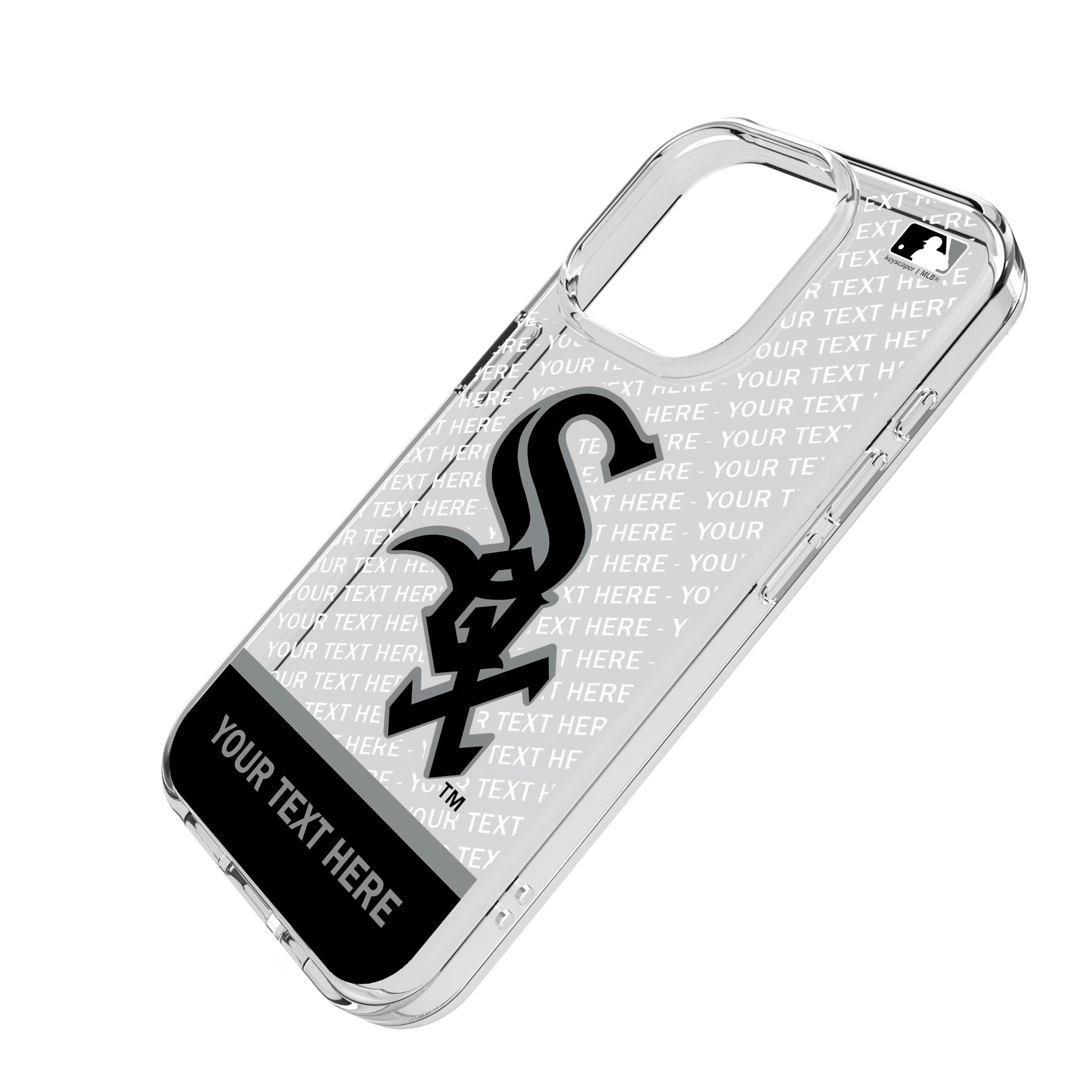 Chicago White Sox Personalized EndZone Plus iPhone Clear Phone Case for Apple iPhone - Isometric View