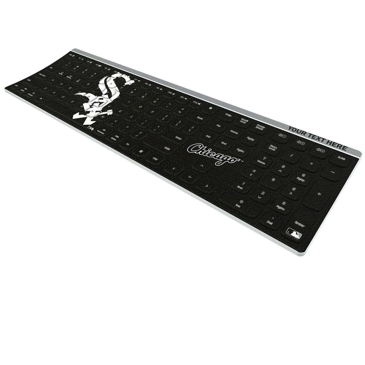 Chicago White Sox Personalized Endzone Solid KKB605 Curved Wireless Keyboard - Isometric View