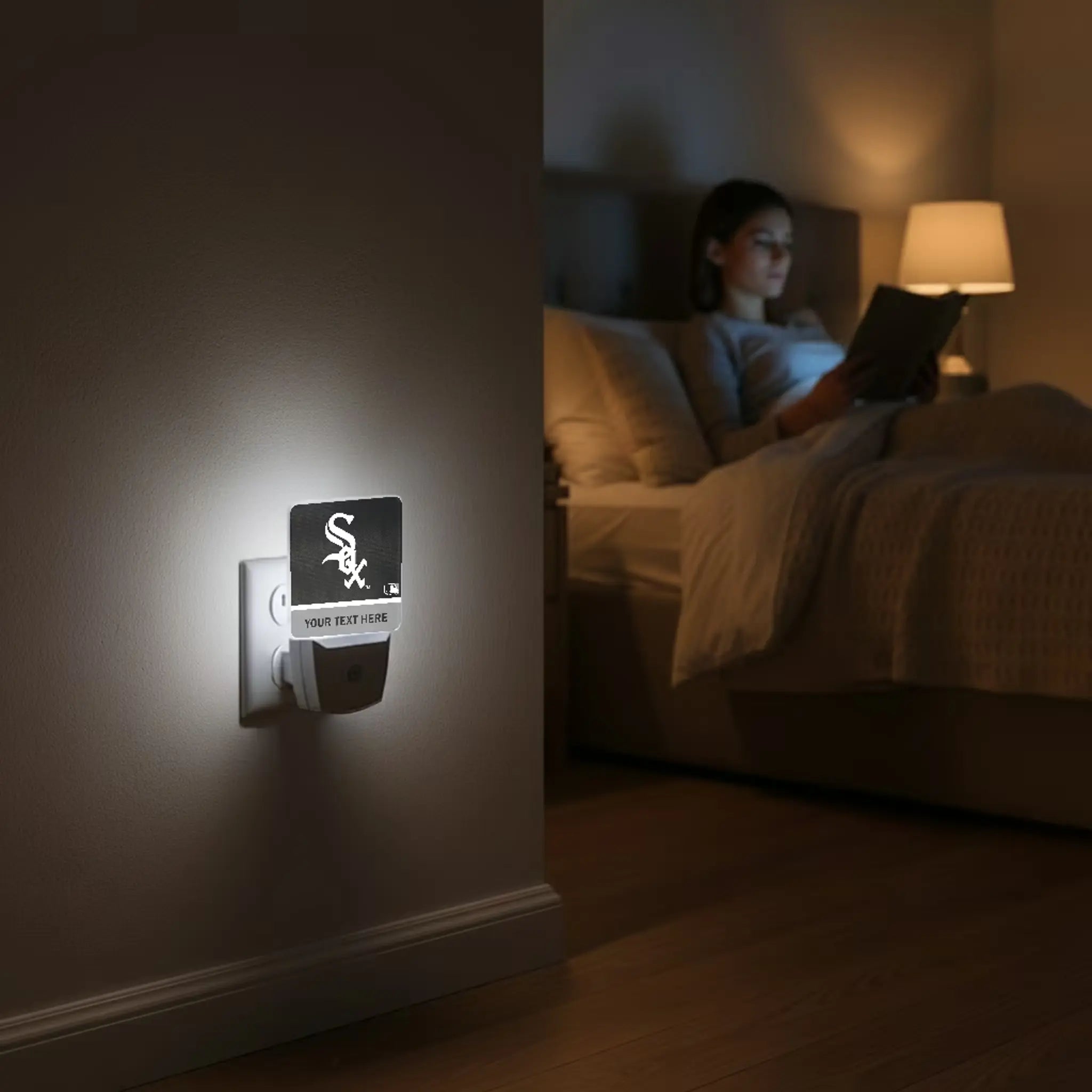 Chicago White Sox Personalized Endzone Solid Night Light 2-Pack - Lifestyle