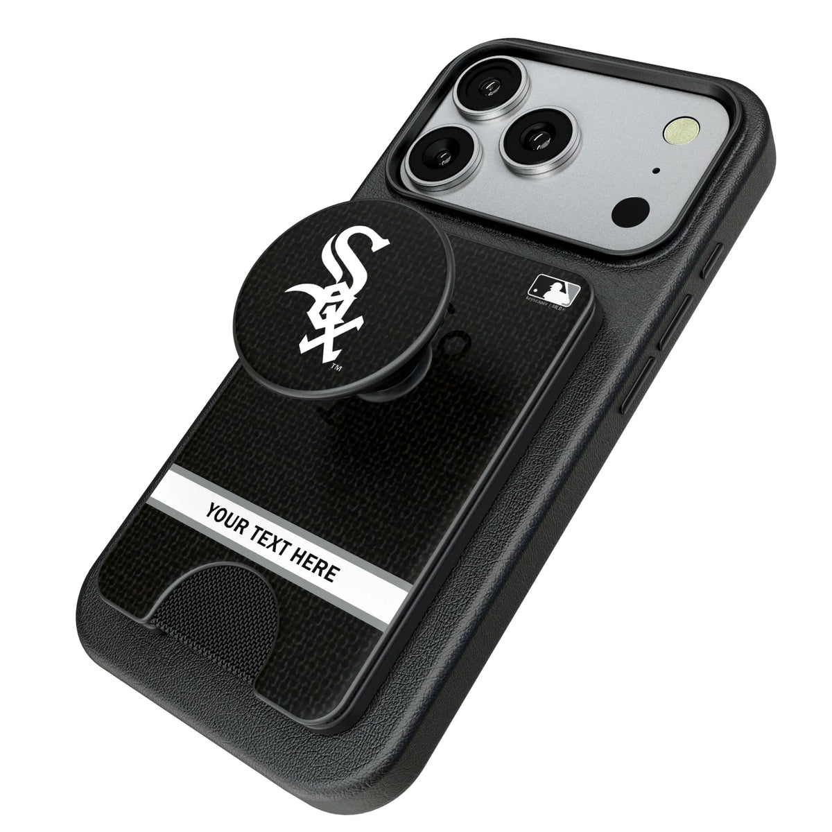 Chicago White Sox Personalized Endzone Solid Popsockets Wallet Magnetic - Isometric View