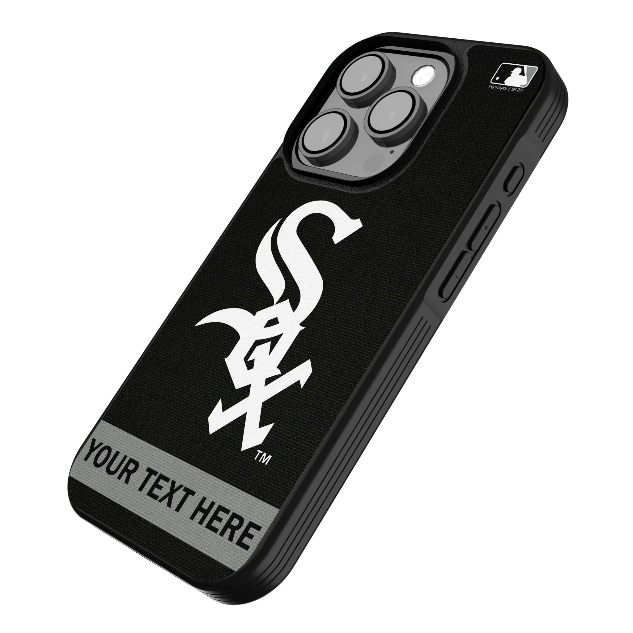Chicago White Sox Personalized Stripe iPhone Bump Phone Case for Apple iPhone - Isometric View