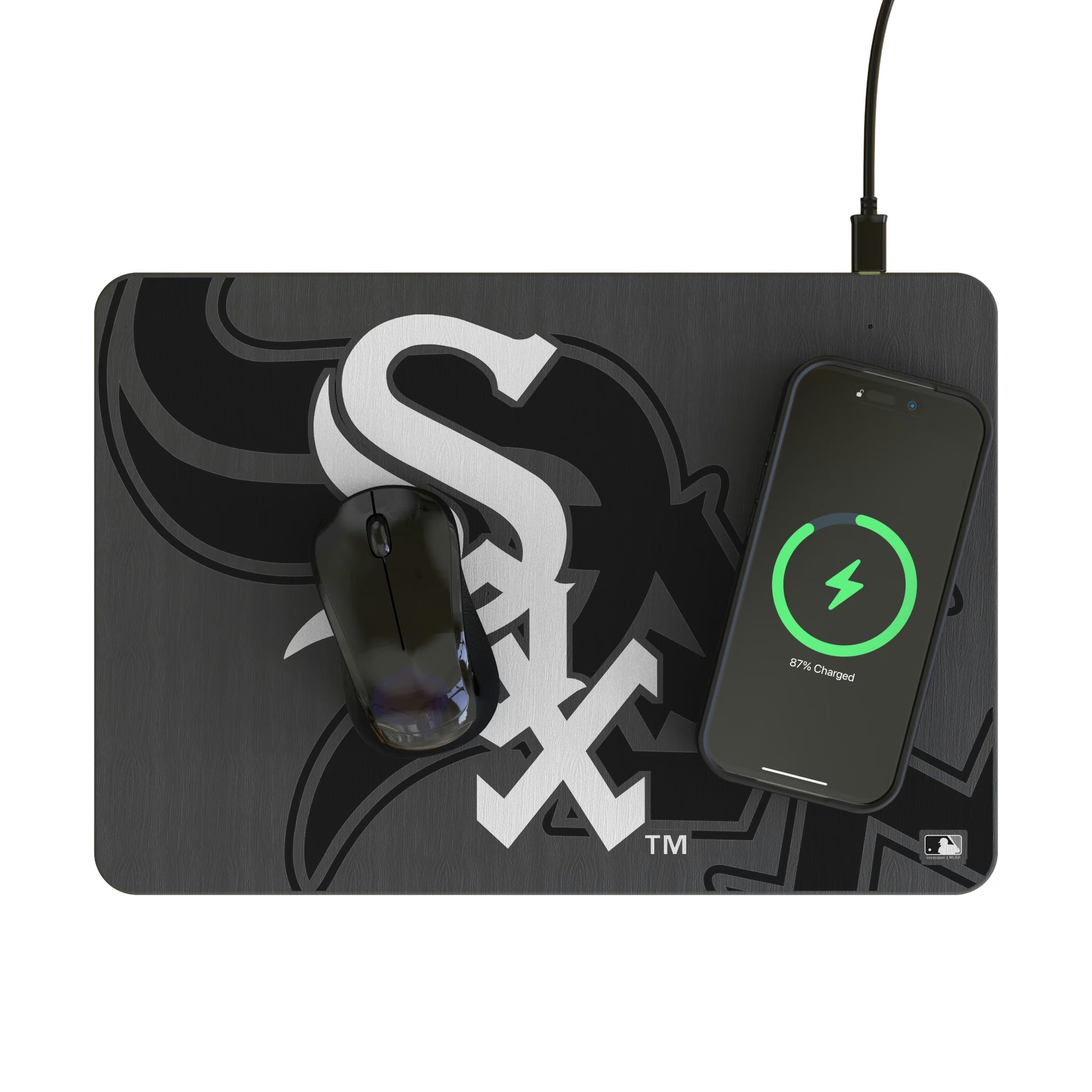 Chicago White Sox Personalized Tilt 15-Watt Wireless Charger and Mouse Pad - Lifestyle