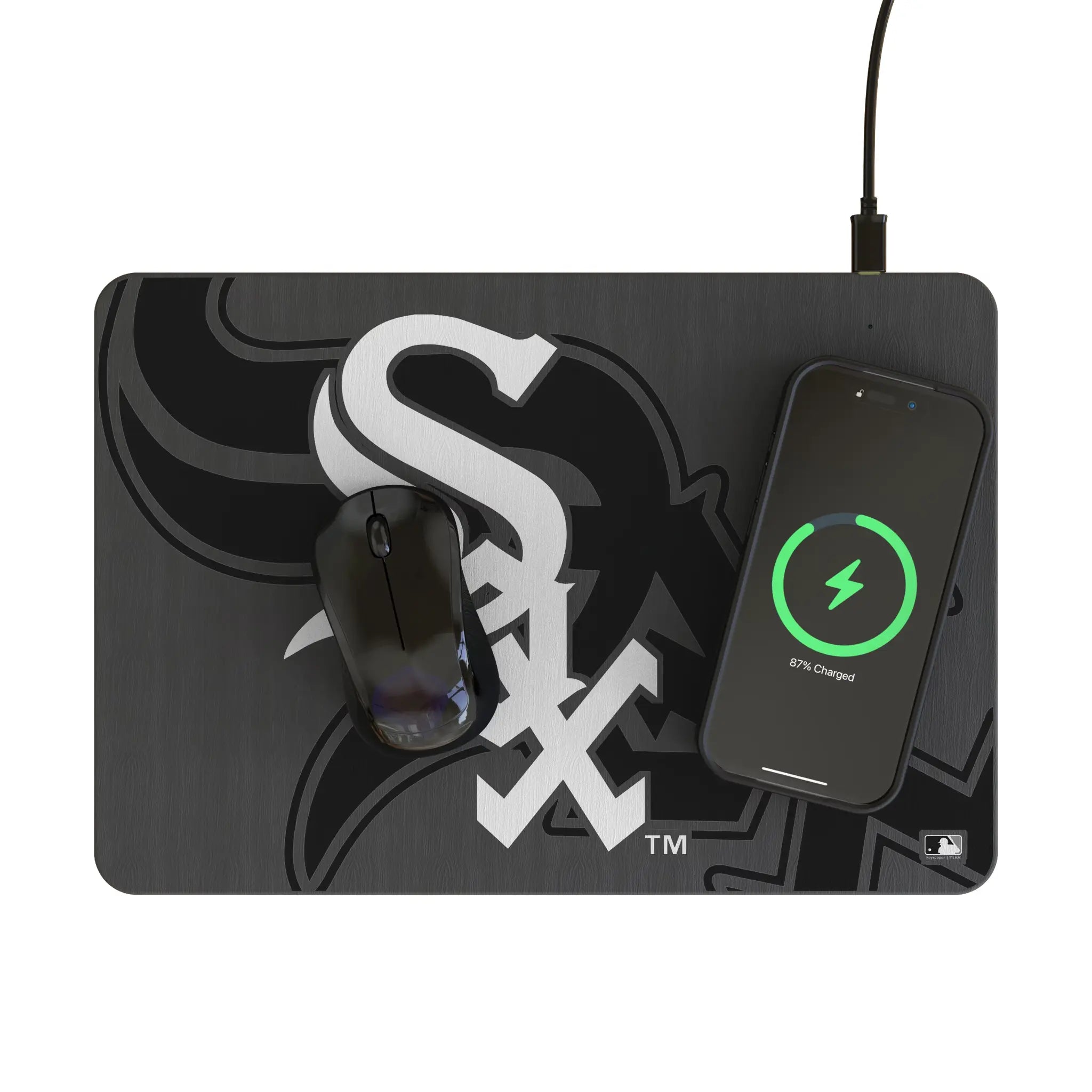 Chicago White Sox Personalized Tilt 15-Watt Wireless Charger and Mouse Pad - Lifestyle